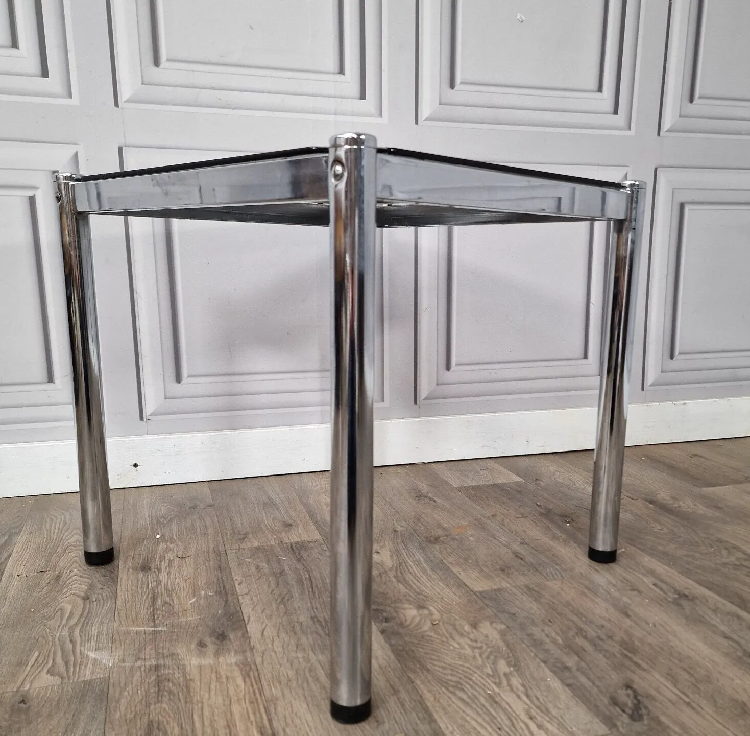 Retro Coffee Side Table Chrome Smoked Glass Vintage Mid Century Modern photo furniture