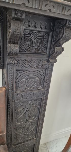 Victorian Carved Oak Fireplace With Green Man photo Home Fixtures