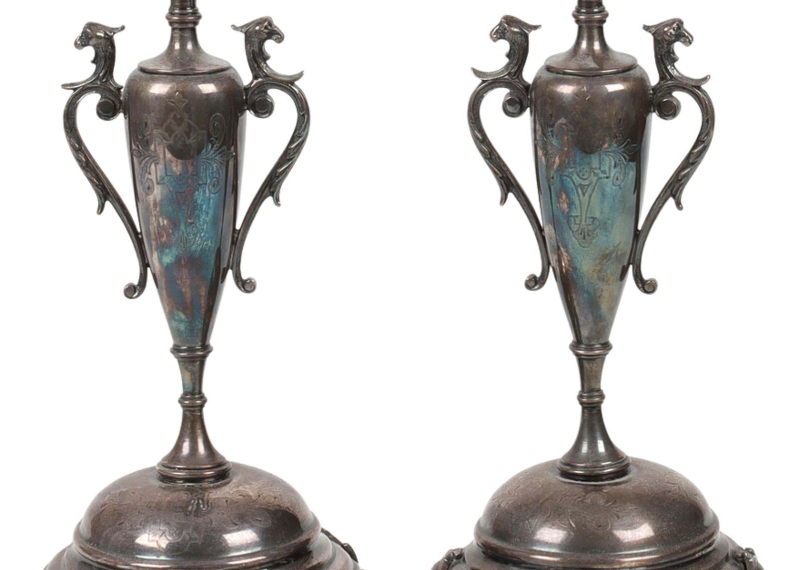 Pair Candle Holder Silver Antique Rococo Style Candlesticks, Decorative Patina photo Home Decor