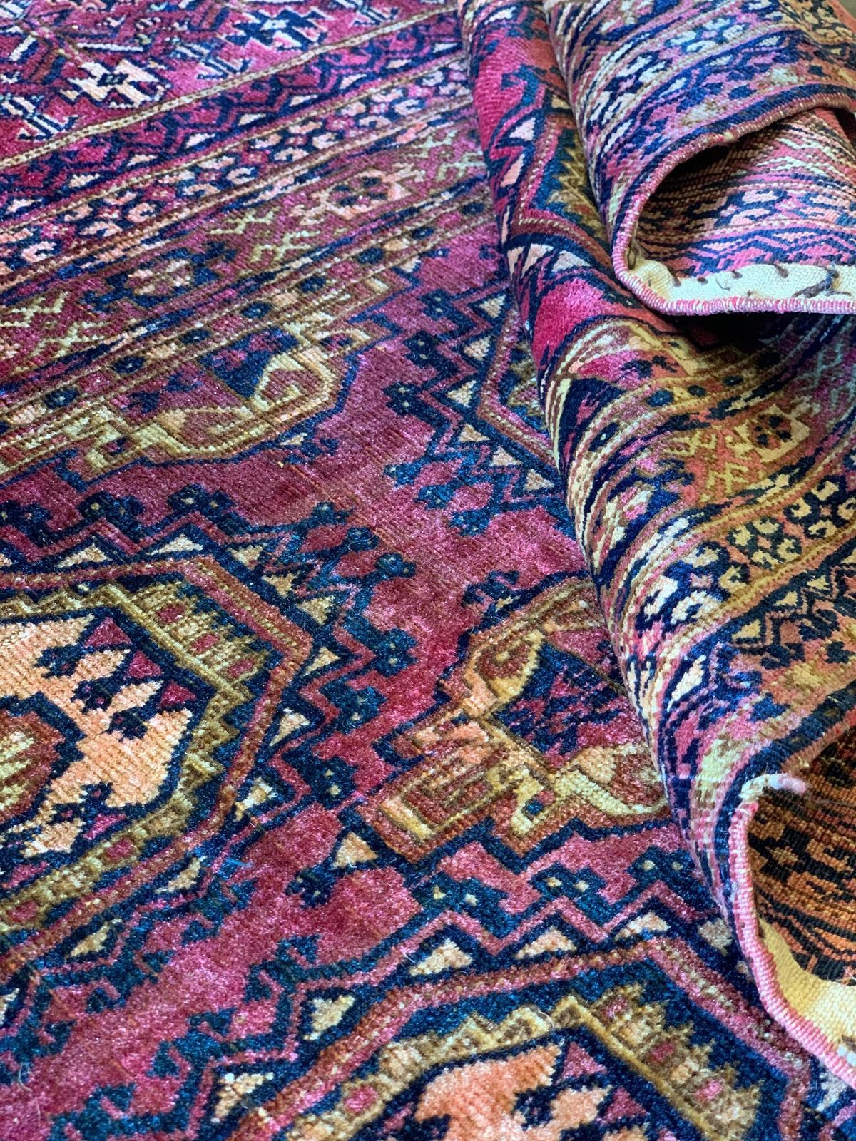 Antique Rugs Handmade Turkmen Carpet Oriental Pink Silk Area Rug photo 3679.0