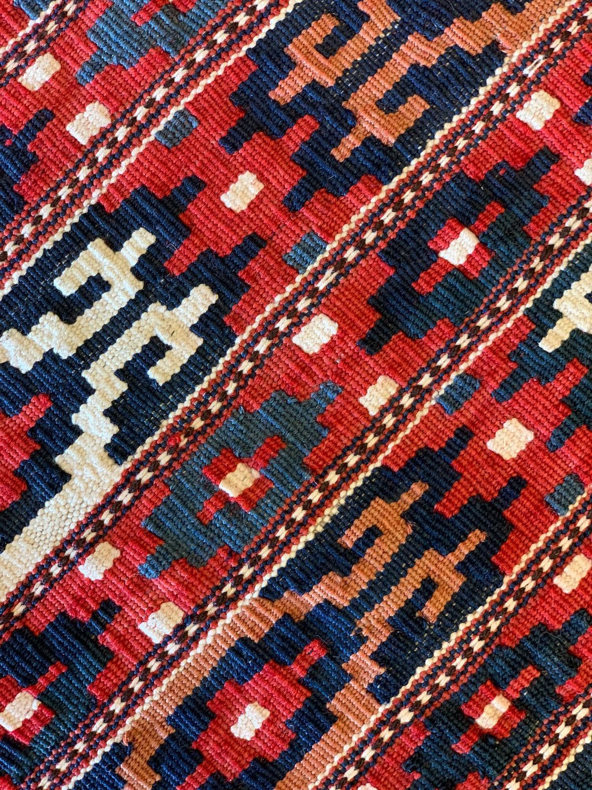 Turkmen Antique Rugs Geometric Traditional Carpet Wool Chuval Rug photo vinterior