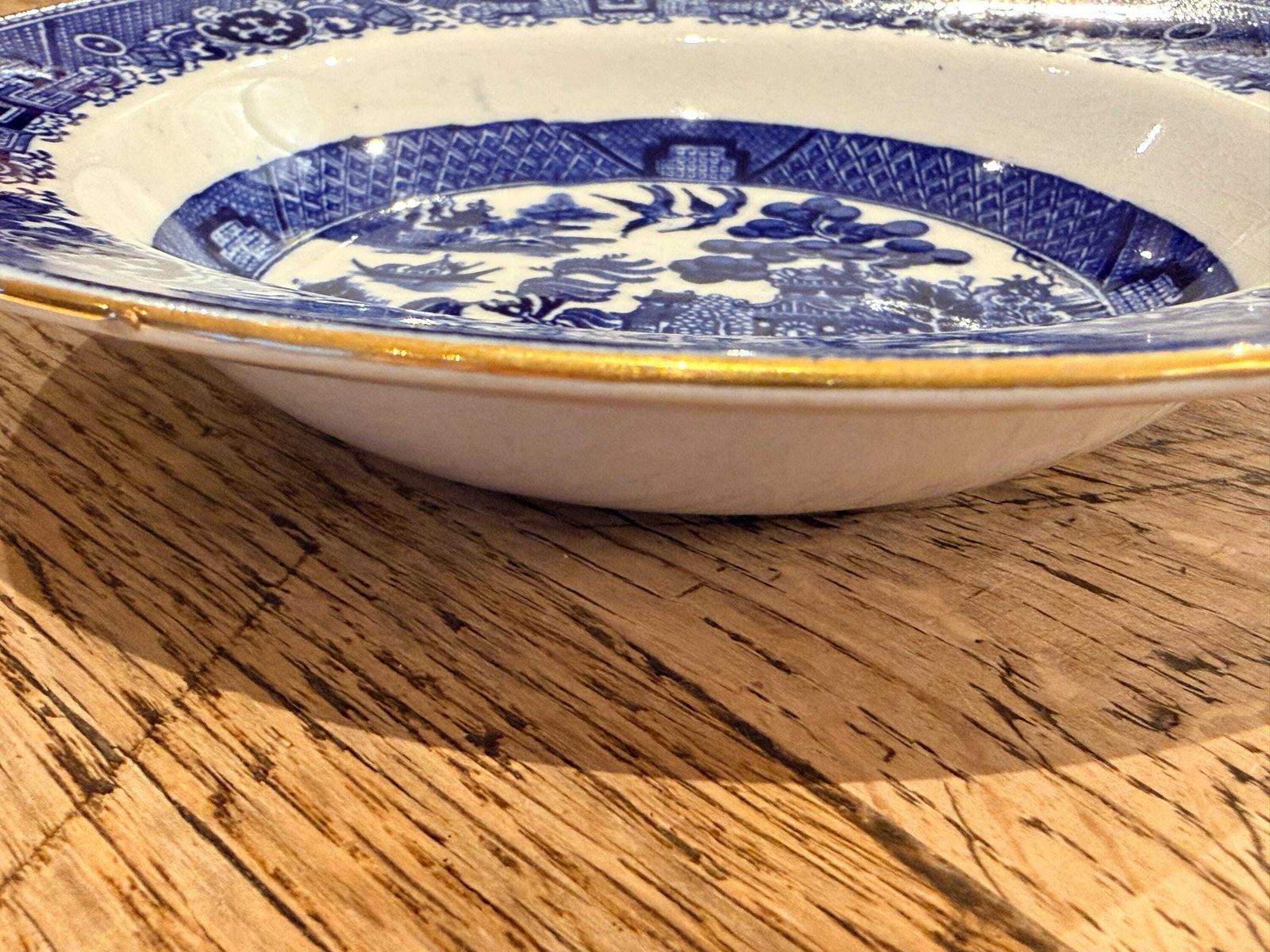160.0 Antique Doulton + Co Willow Pattern Bowls Set Of 6 | Pre Royal Doulton Blue & White Transfer Ware C.1880 To 1900 England photo