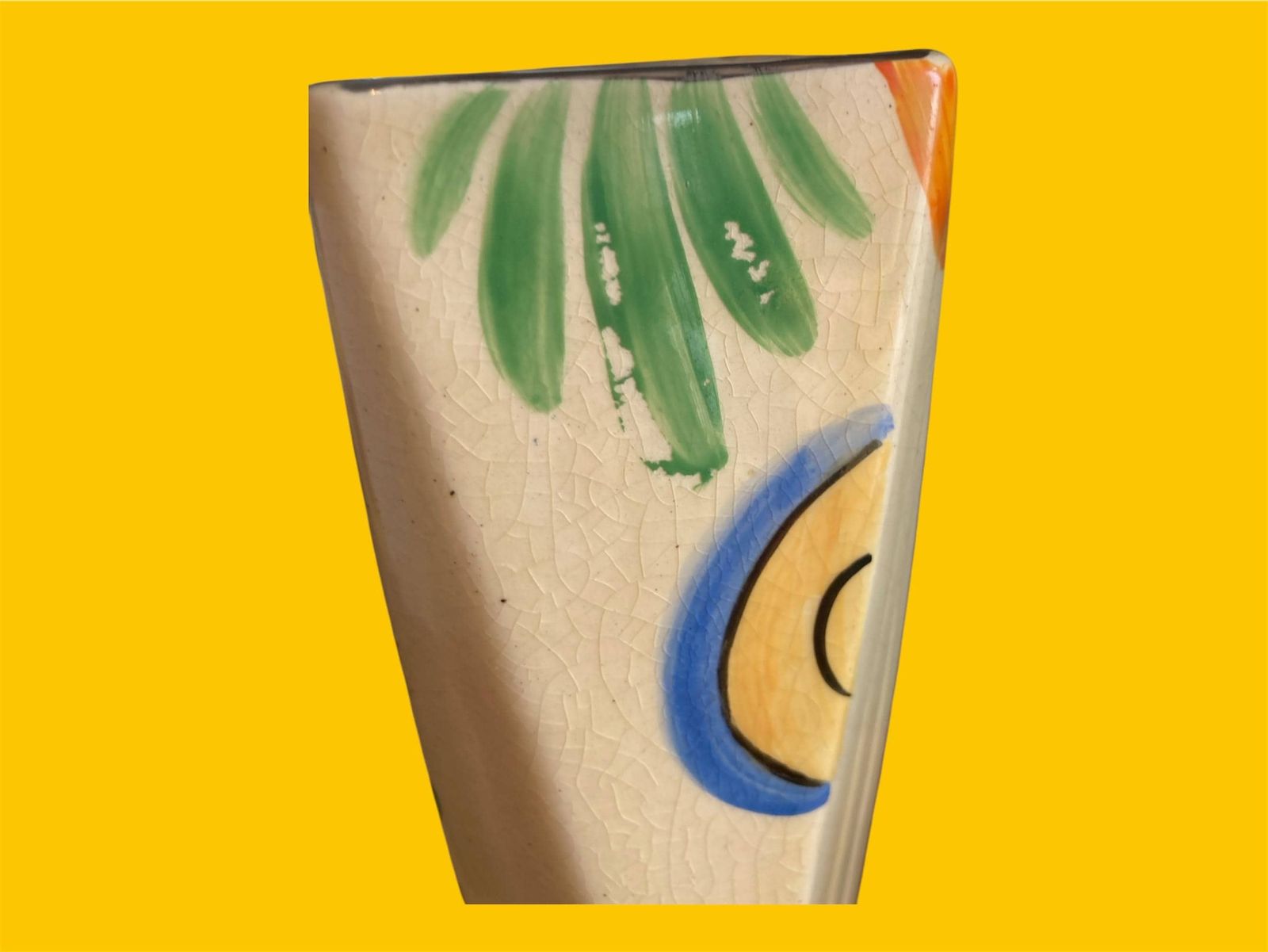 photo furniture Art Deco Vase: 1930s Wadeheath Hand Painted Geometric Pottery