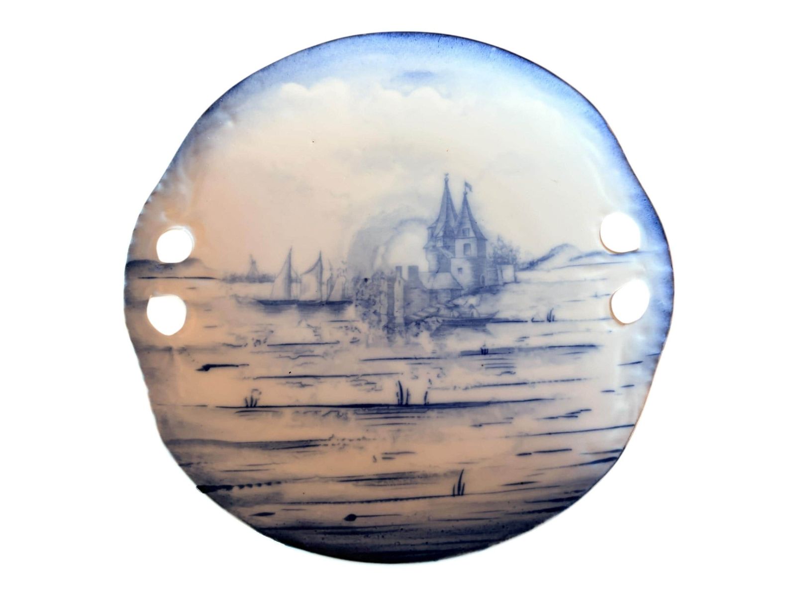 Antique Victoria Carlsbad Austria Blue & White Scenic Plates Set | Porcelain C.1891–1918 | Delft Style Landscape Design photo for sale