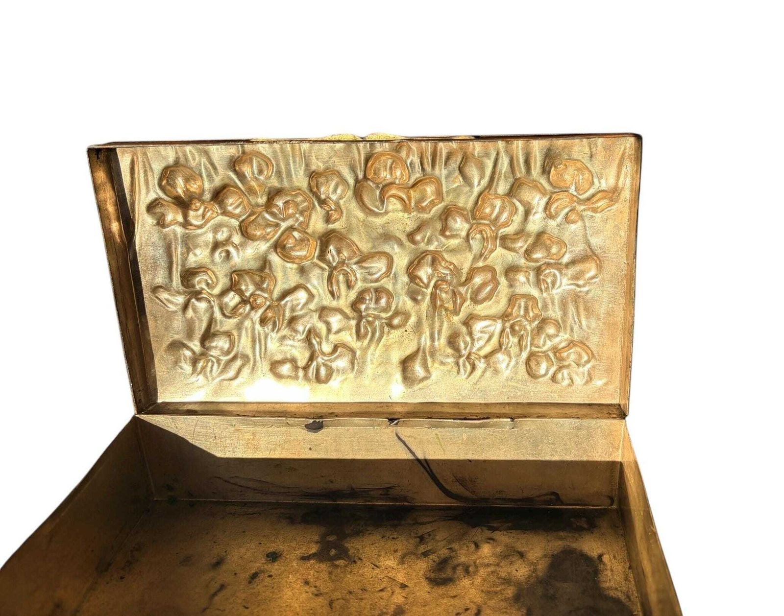 Home Decor Late Victorian Spelter Box, Gilt Iris Decorative Keepsake Box, Antique Desk Or Memory Box C.1900 photo