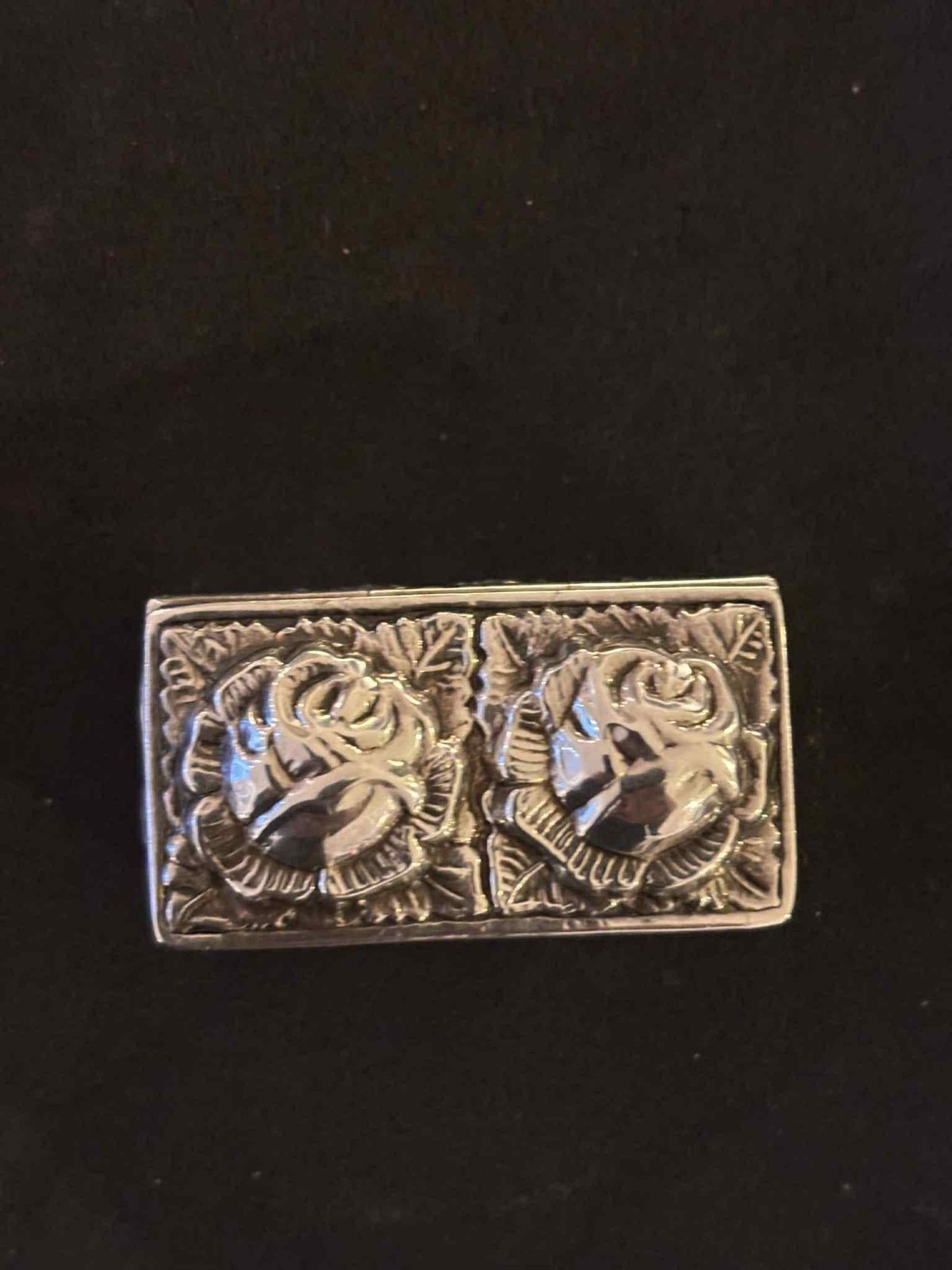 Antique Sterling Silver Box 925 – Minerva Head – Romantic Hand Repoussé Floral Design – C. 1930 photo buy