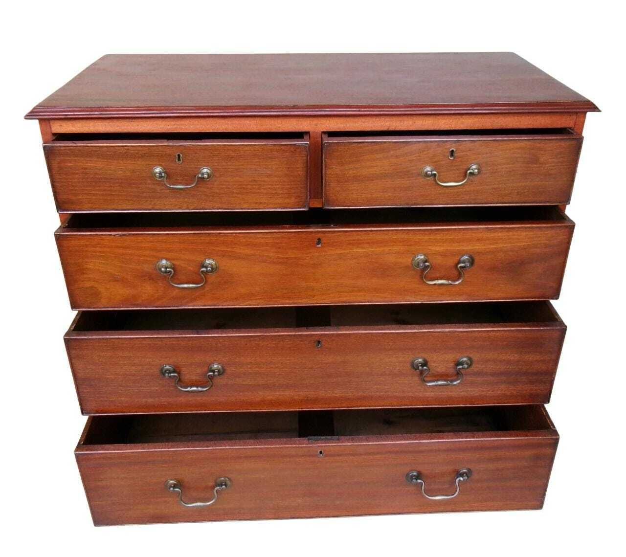 C1750 Chest Of Drawers, Georgian Mahogany 2/3 Dresser Chest, Antique Bedroom Furniture photo Furniture
