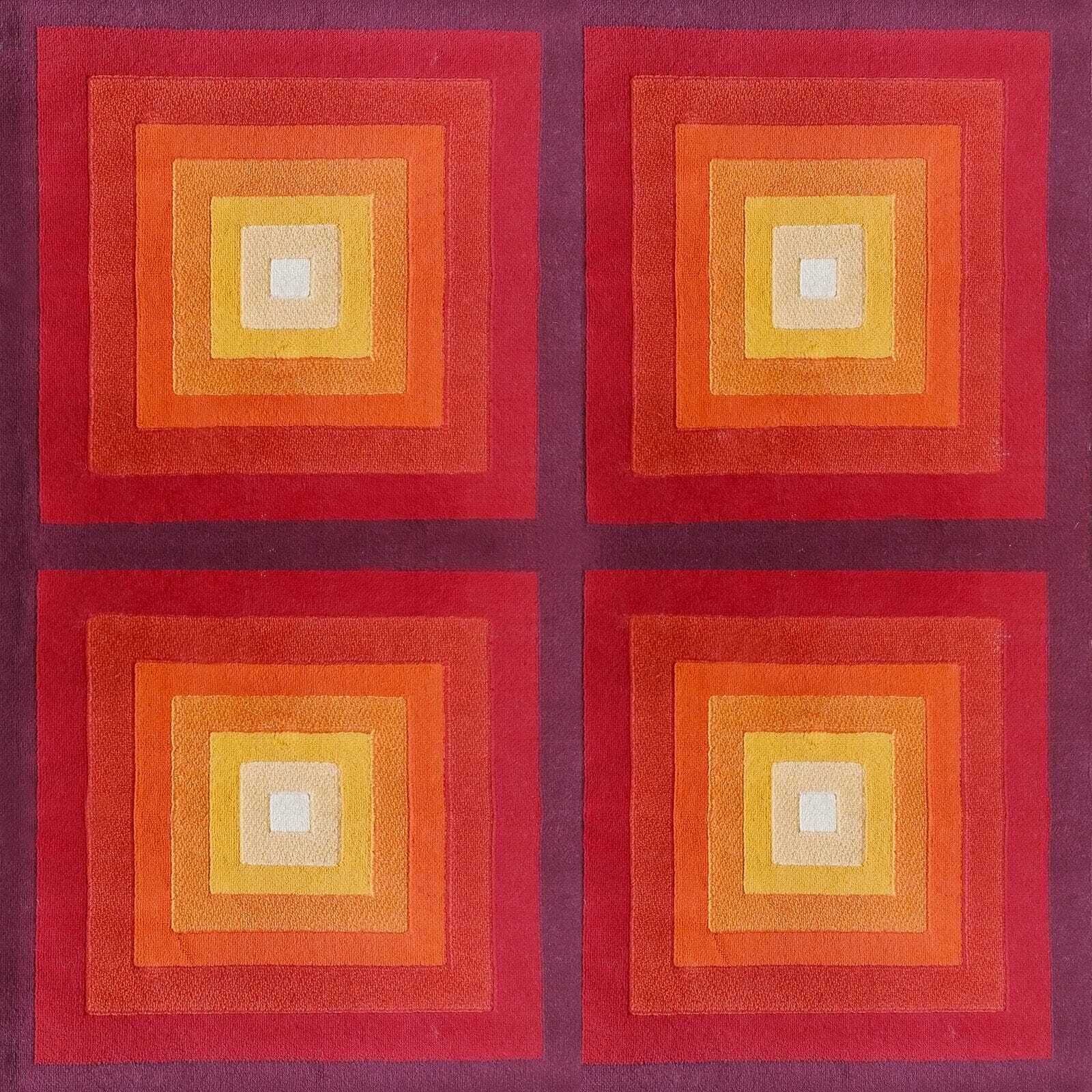1970s Gorgeous Verner Panton Style "Quadrat" Geometric Op Art Rug. Made In England photo 2025.0