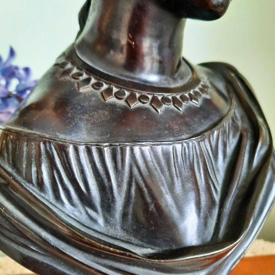 photo for sale Antique Victorian Neoclassical Cast Bronze Bust Of Sapho After Pradier C Late 1800's.