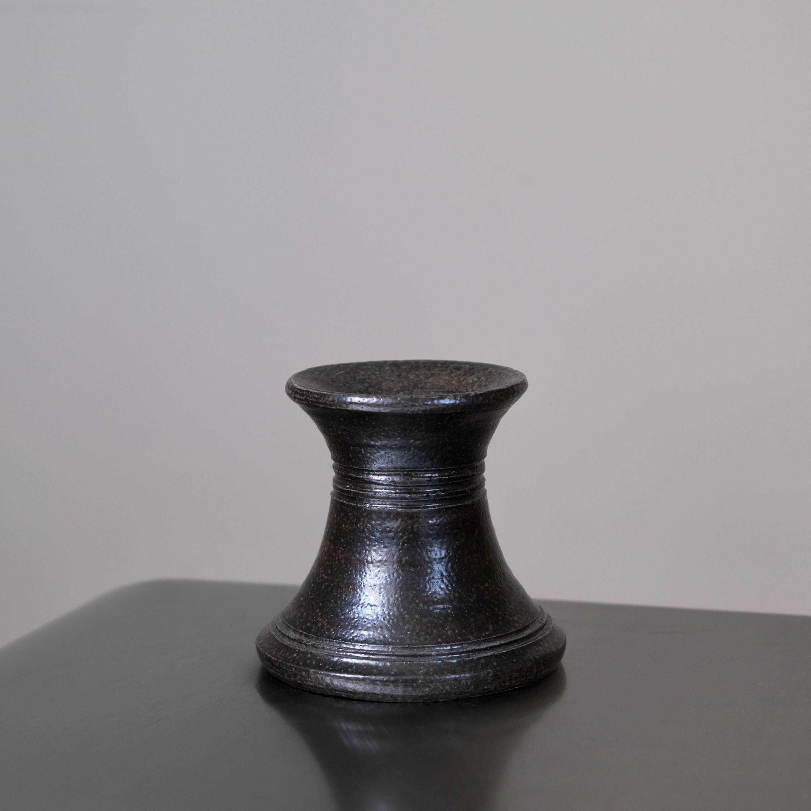 Minimalist Stoneware Candle Holder | Höganäs | Sweden | 1950s photo for sale