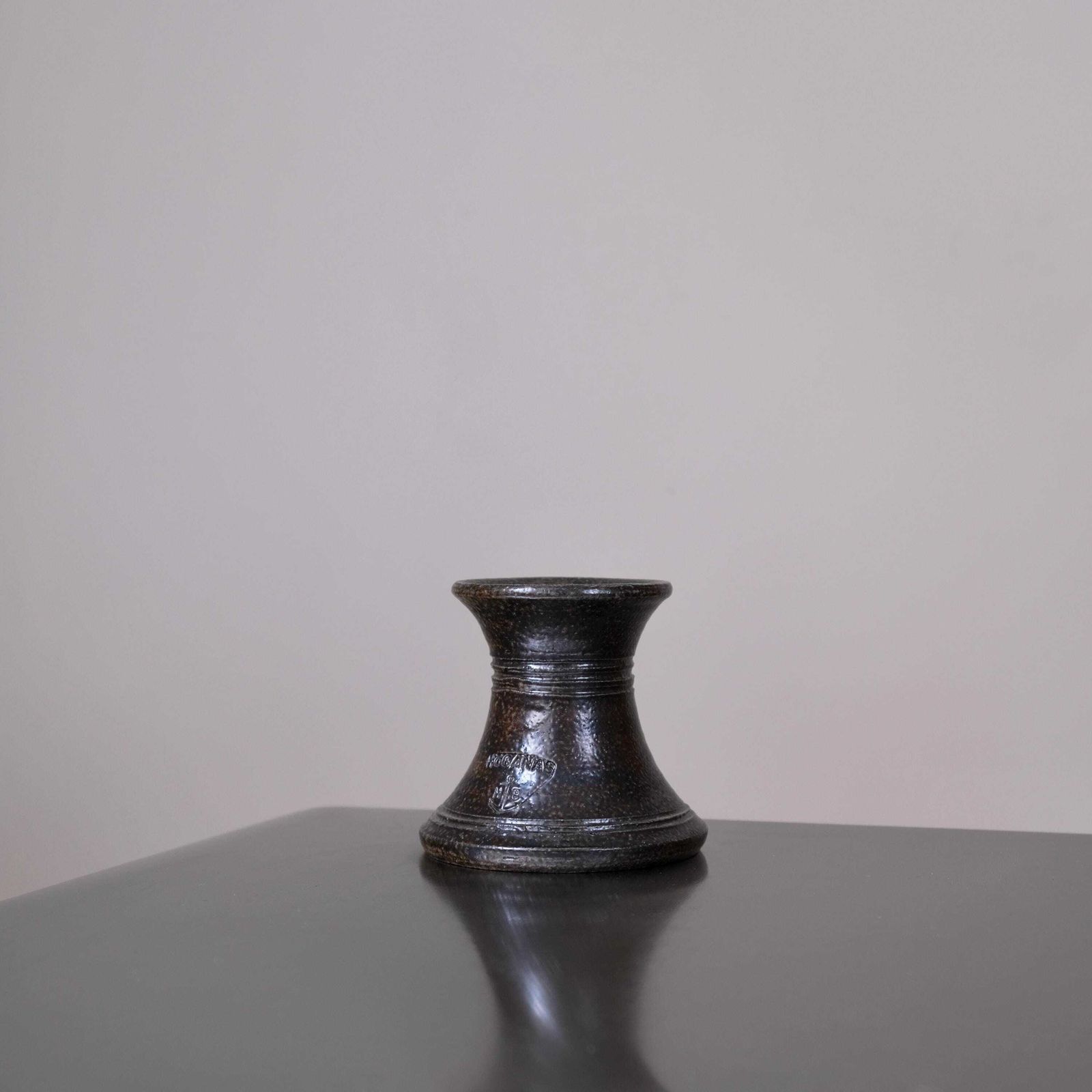 Minimalist Stoneware Candle Holder | Höganäs | Sweden | 1950s photo Home Decor