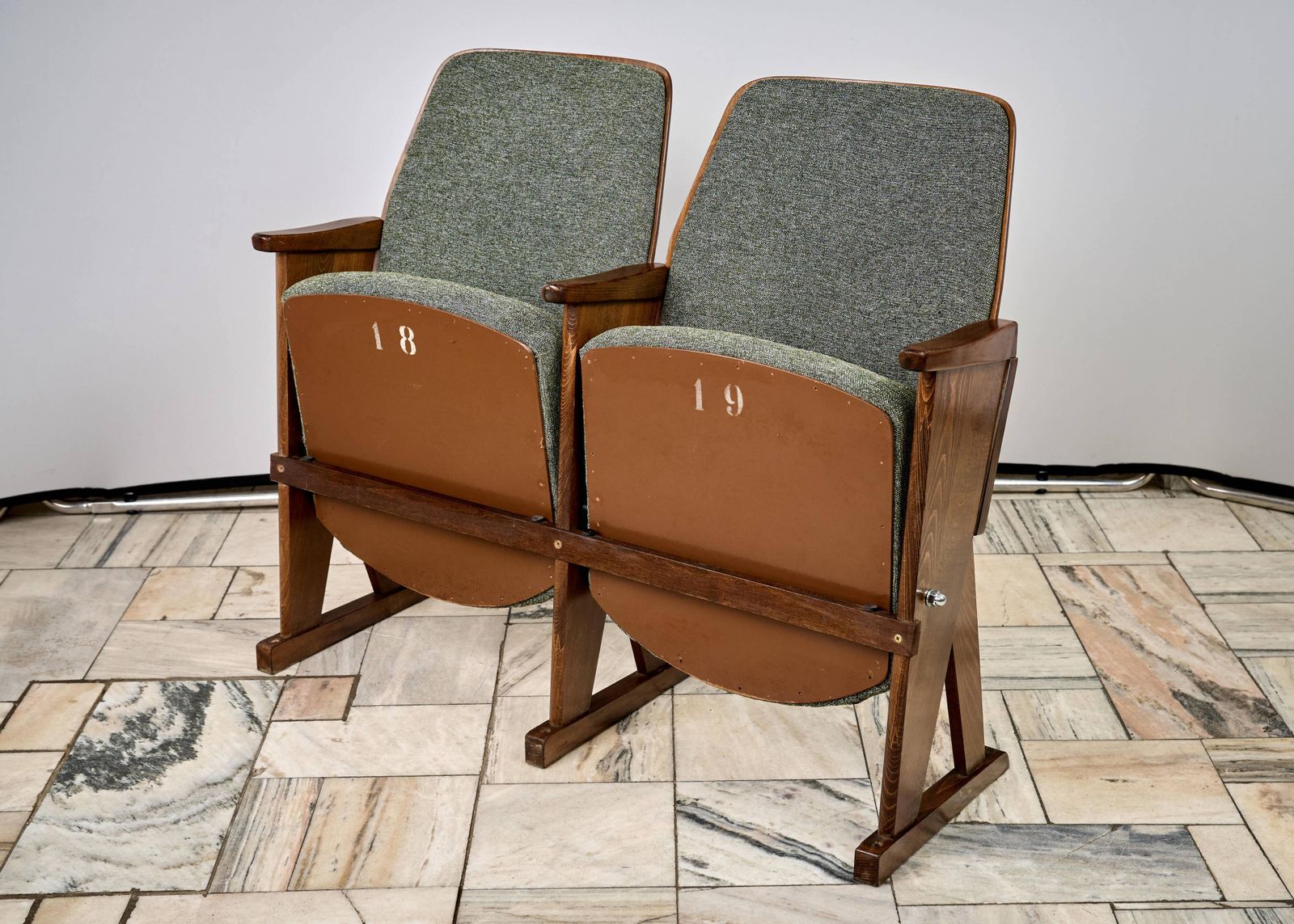 photo for sale Vintage Green Folding Cinema Chairs, 1970s Czechoslovakia