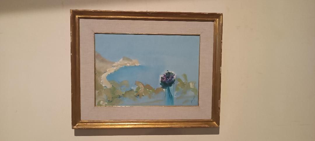 Abstract Painting Renato Borsato (Venice 1927 2013) "Violet Title" 1963 photo for sale