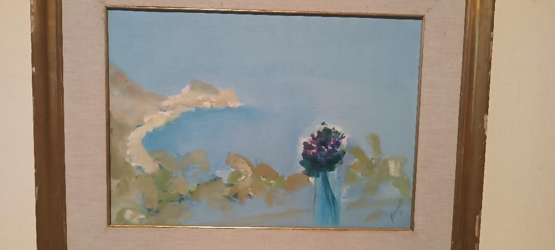 Abstract Painting Renato Borsato (Venice 1927 2013) "Violet Title" 1963 photo Art
