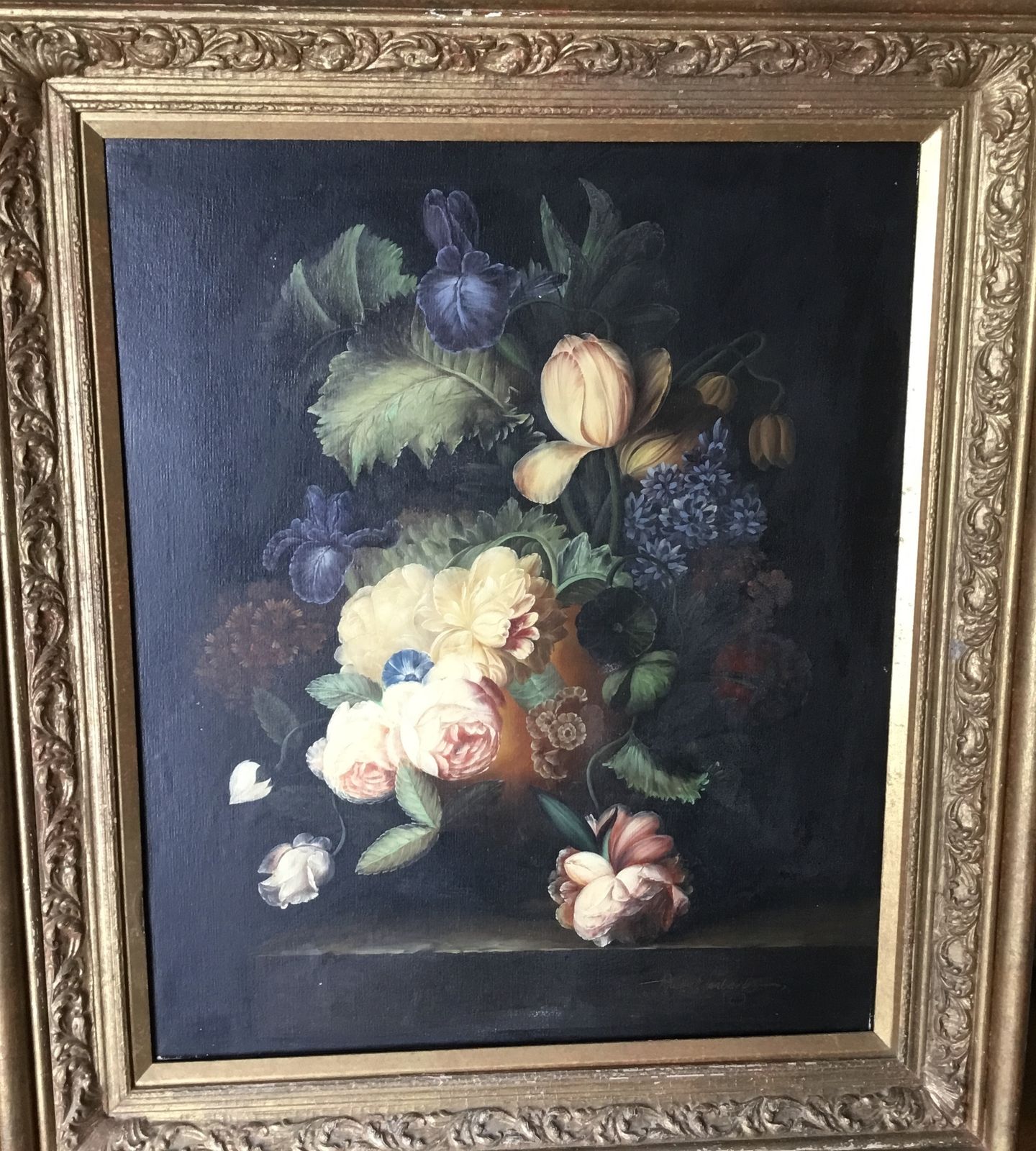 Dutch Oil On Canvas Still Life Flowers photo for sale