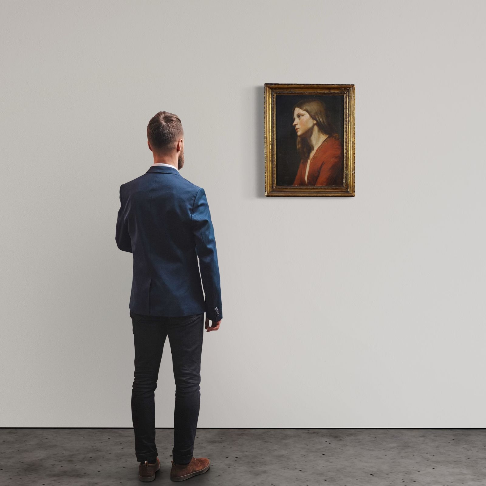19th Century Italian Painting, Portrait Of A Young Girl photo for sale