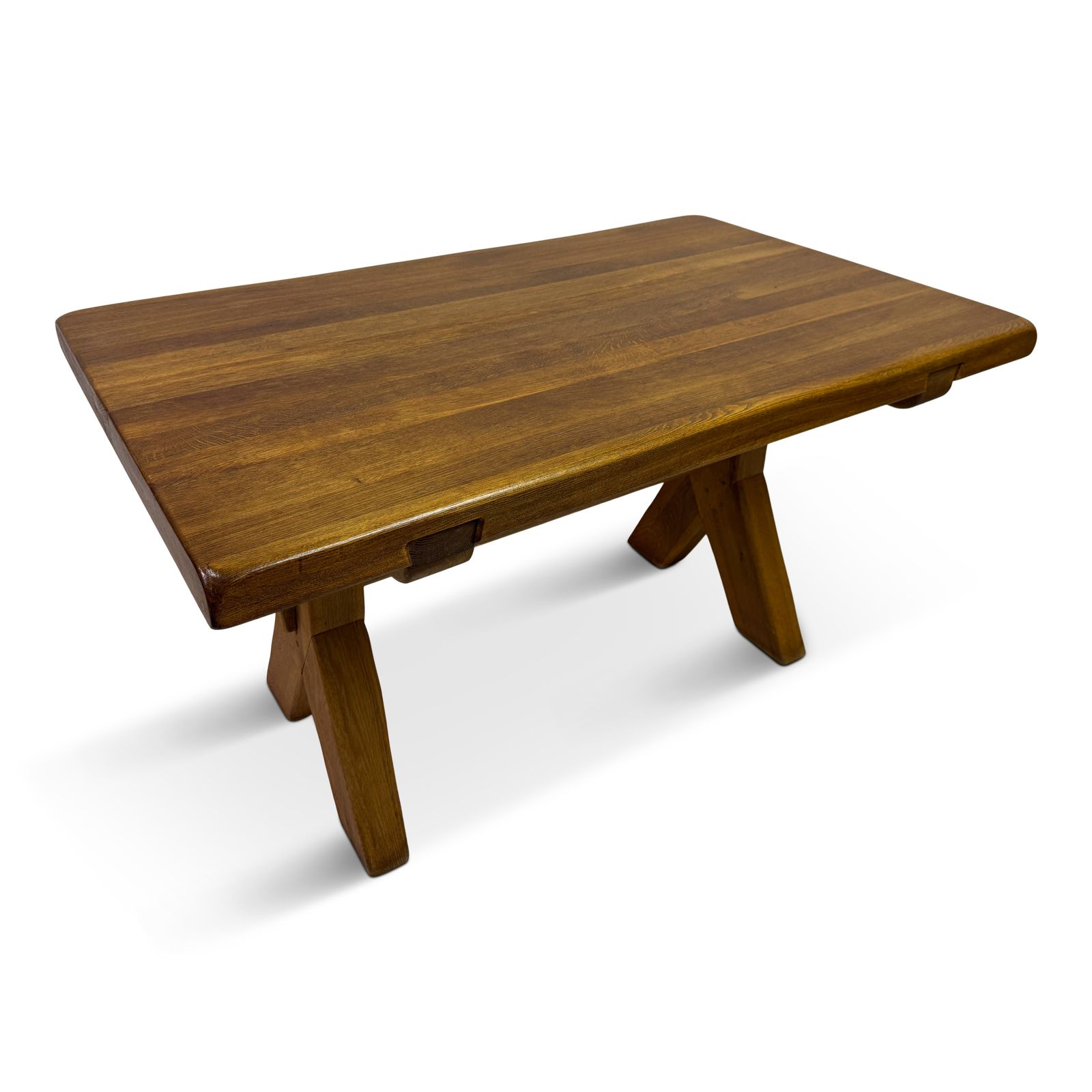 Solid Oak Refectory Style Dining Table By De Puydt, Belgium, Mid 20th Century.