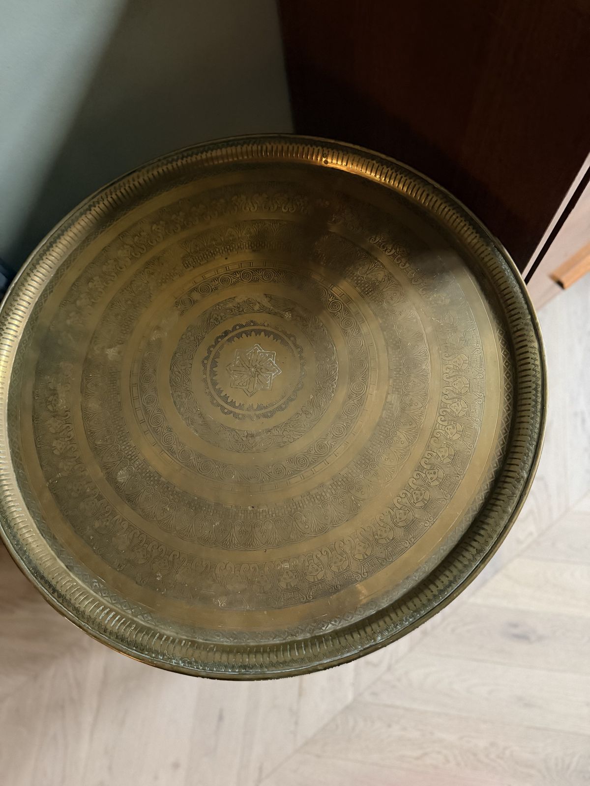 Middle Eastern Brass Top Side Table photo 80.0