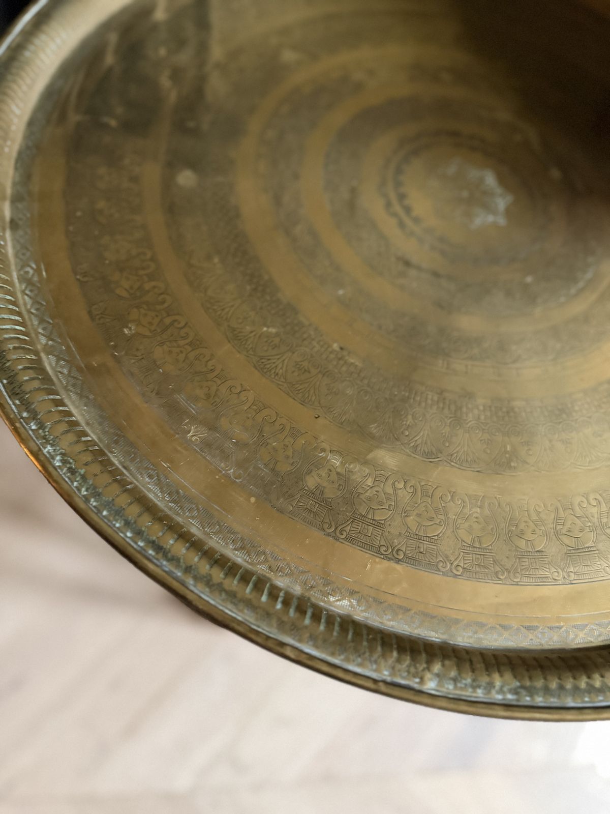 Middle Eastern Brass Top Side Table photo vinterior