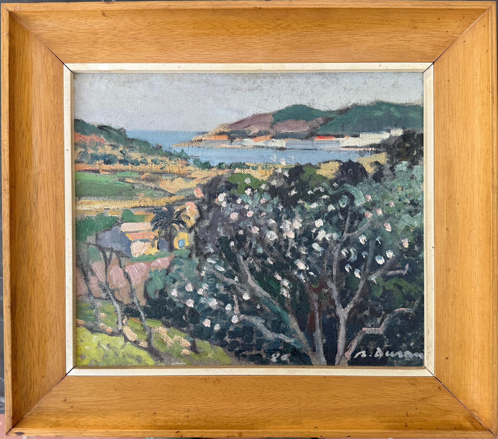 Rafael Duran Benet Oil Painting Mediterranean Landscape With Flowering Trees C.1980 photo furniture