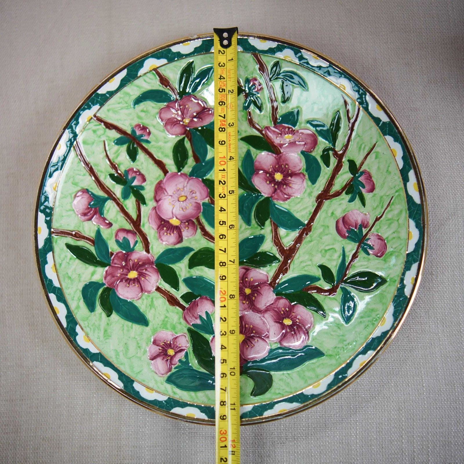Home Decor New Hall Boumier Ware Plate Lucien Boullemier Pink Blossom Art Deco Charger 29cm photo
