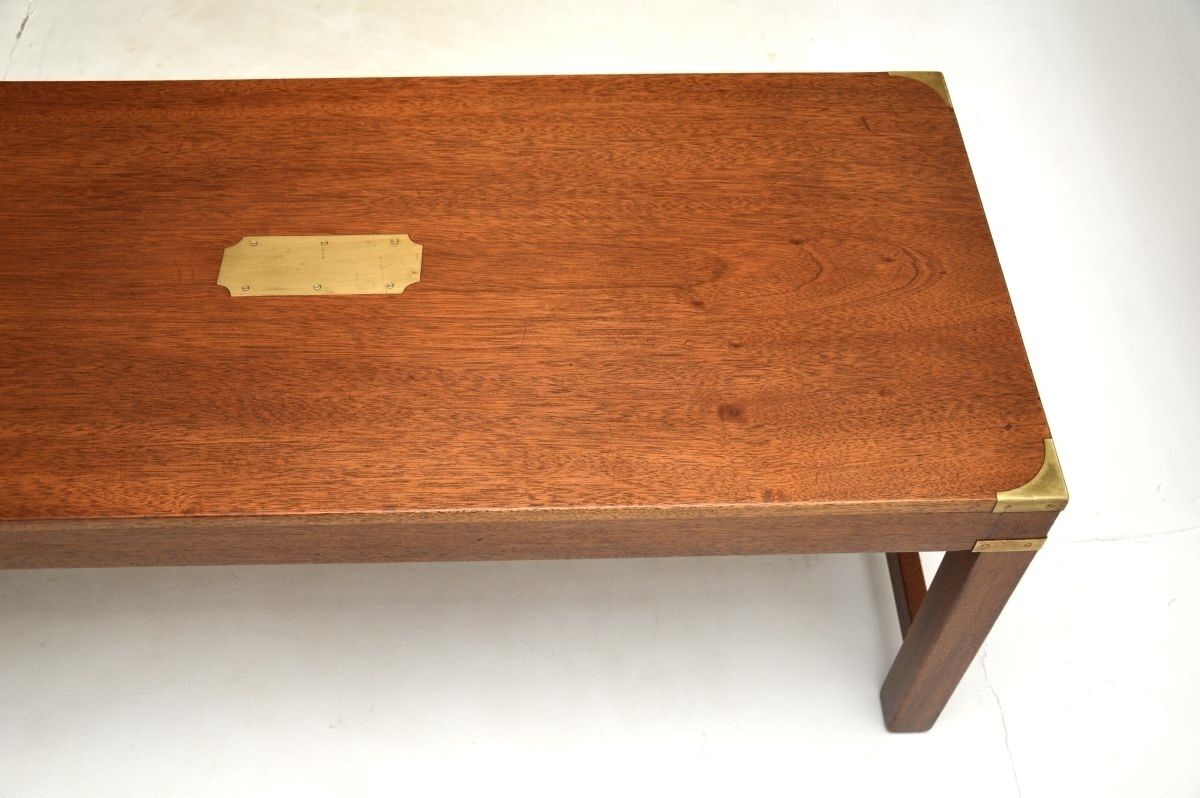 Antique Mahogany And Brass Military Campaign Style Coffee Table photo vinterior