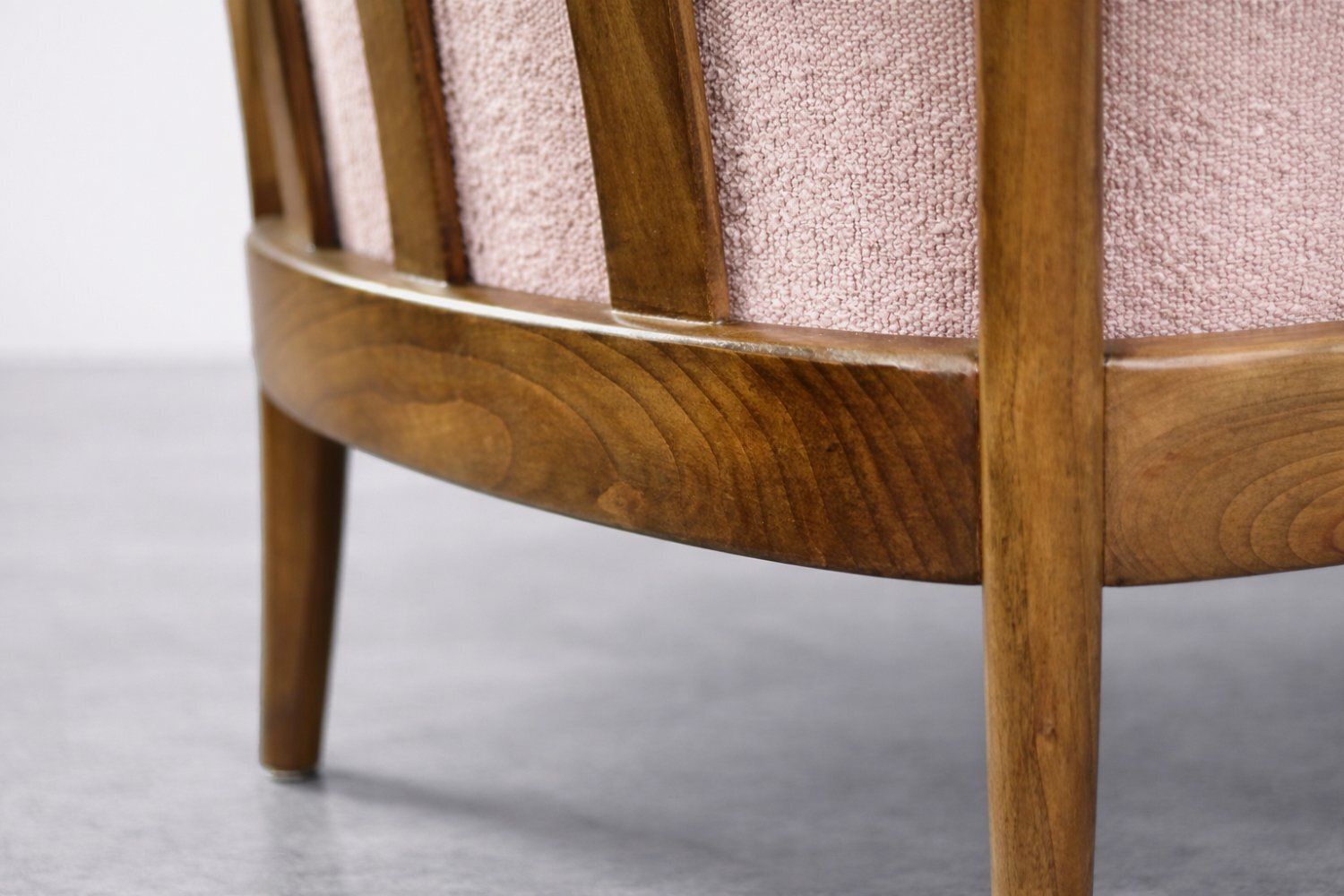 photo furniture Mid Century German Modern Cherrywood And Pink Upholstered Armchairs From Wilhelm Knoll, 1970s, Set Of 2