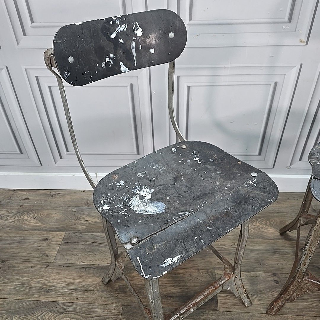 Vintage Industrial Tansad Chairs Pair 2 Reclaimed Machinist Factory Workshop photo Furniture