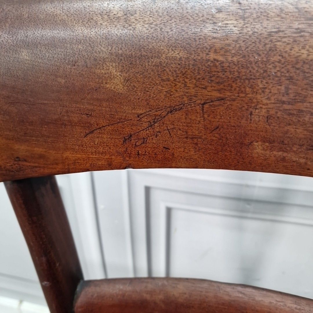 Antique Dining Chair Mahogany – Upholstered Seat Carved Legs 19th Century photo 90.0