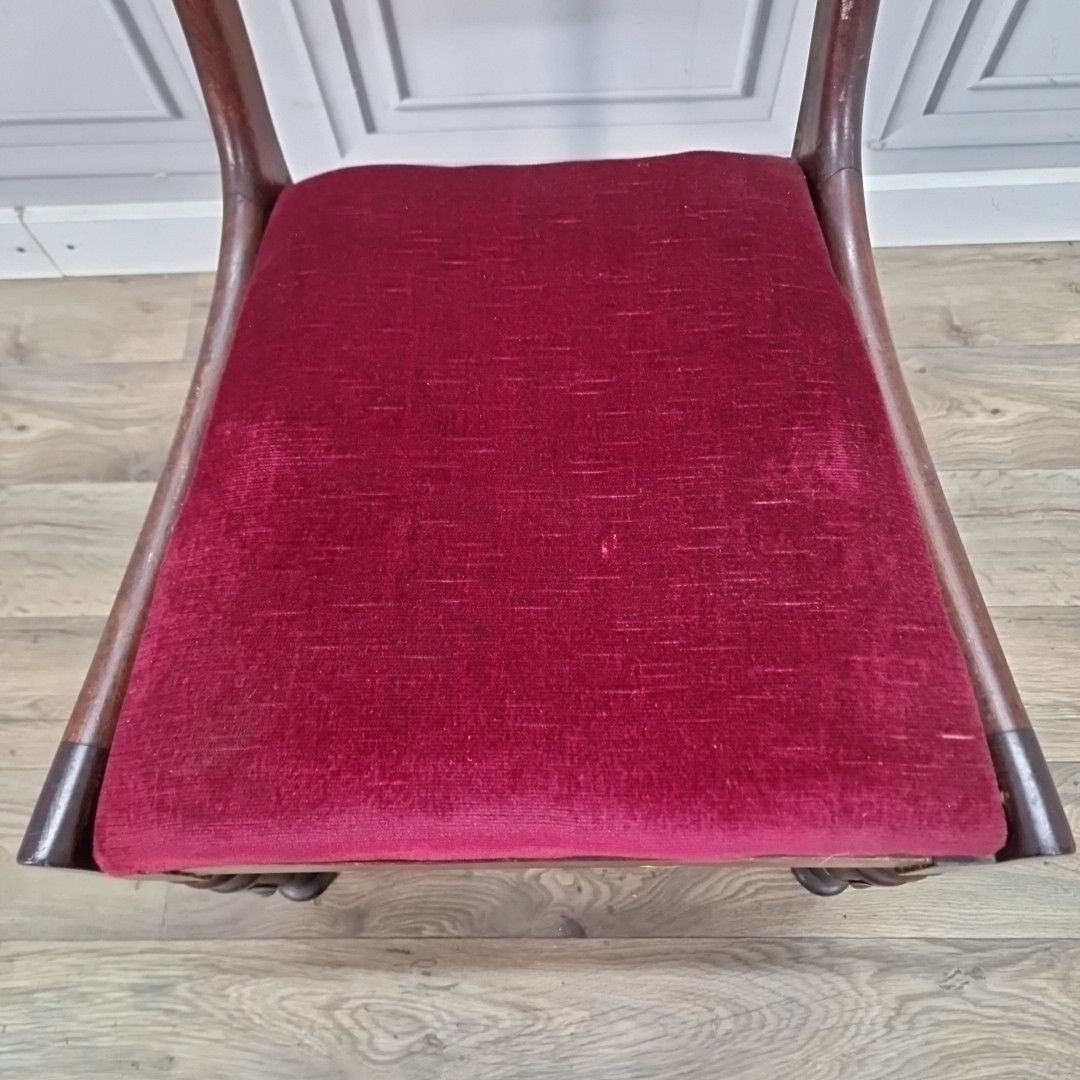 Antique Dining Chair Mahogany – Upholstered Seat Carved Legs 19th Century photo buy