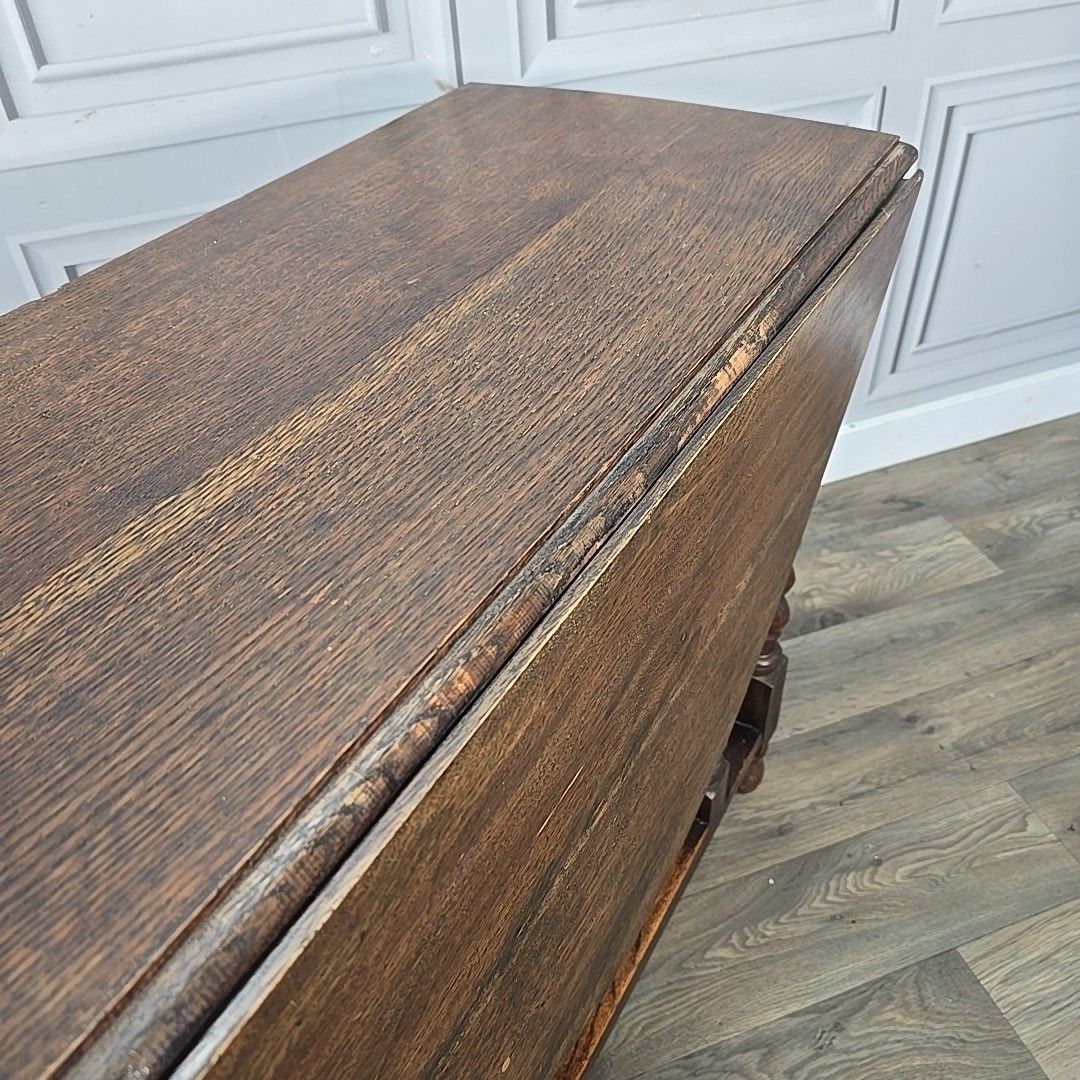 Antique Sofa Dining Table Solid Oak Barley Twist Drop Leaf Gate Leg Oval Wooden photo 240.0