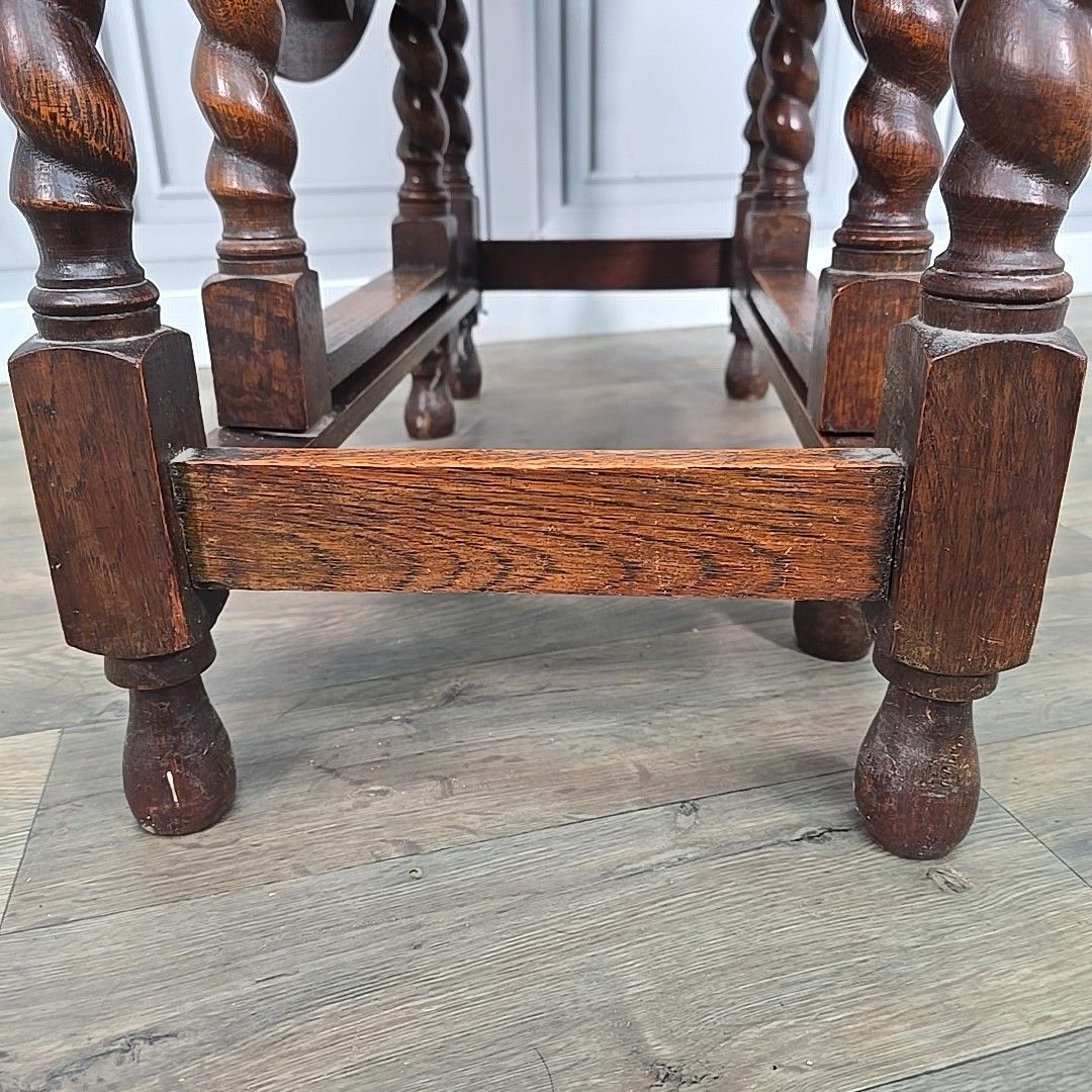 Antique Sofa Dining Table Solid Oak Barley Twist Drop Leaf Gate Leg Oval Wooden photo vintage