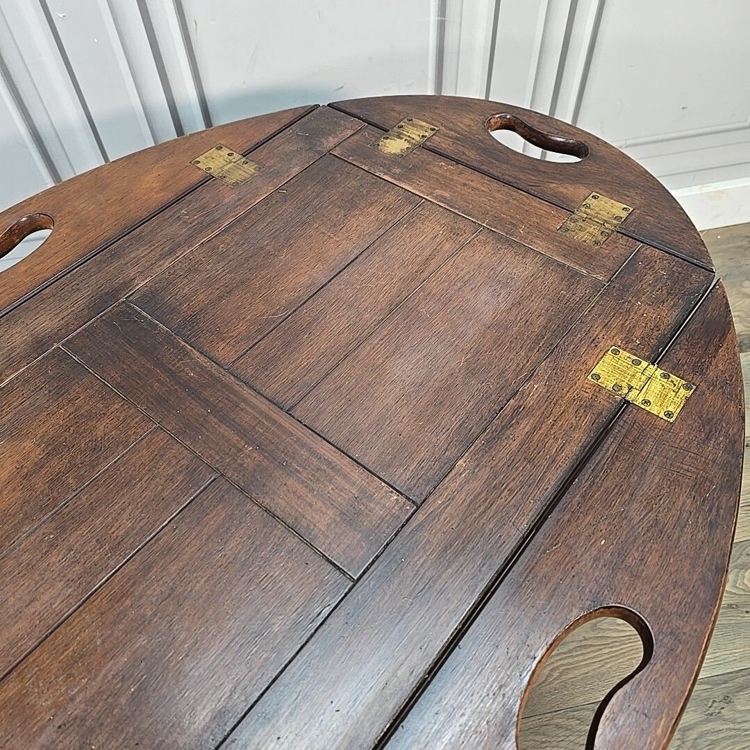 Antique Style Butler’s Tray Coffee Side Table Folding Wooden Top Mahogany photo buy