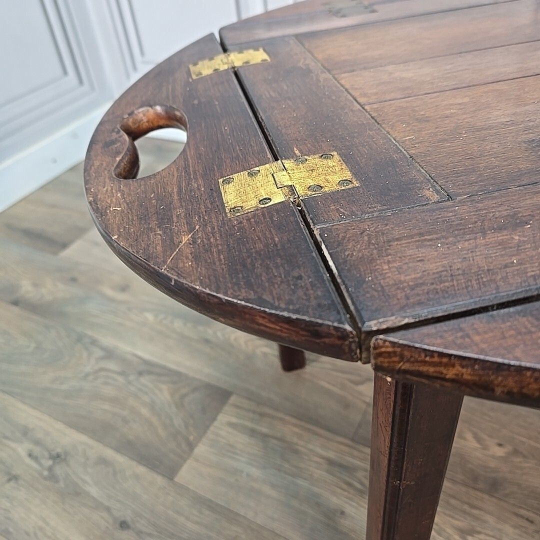 Antique Style Butler’s Tray Coffee Side Table Folding Wooden Top Mahogany photo vintage