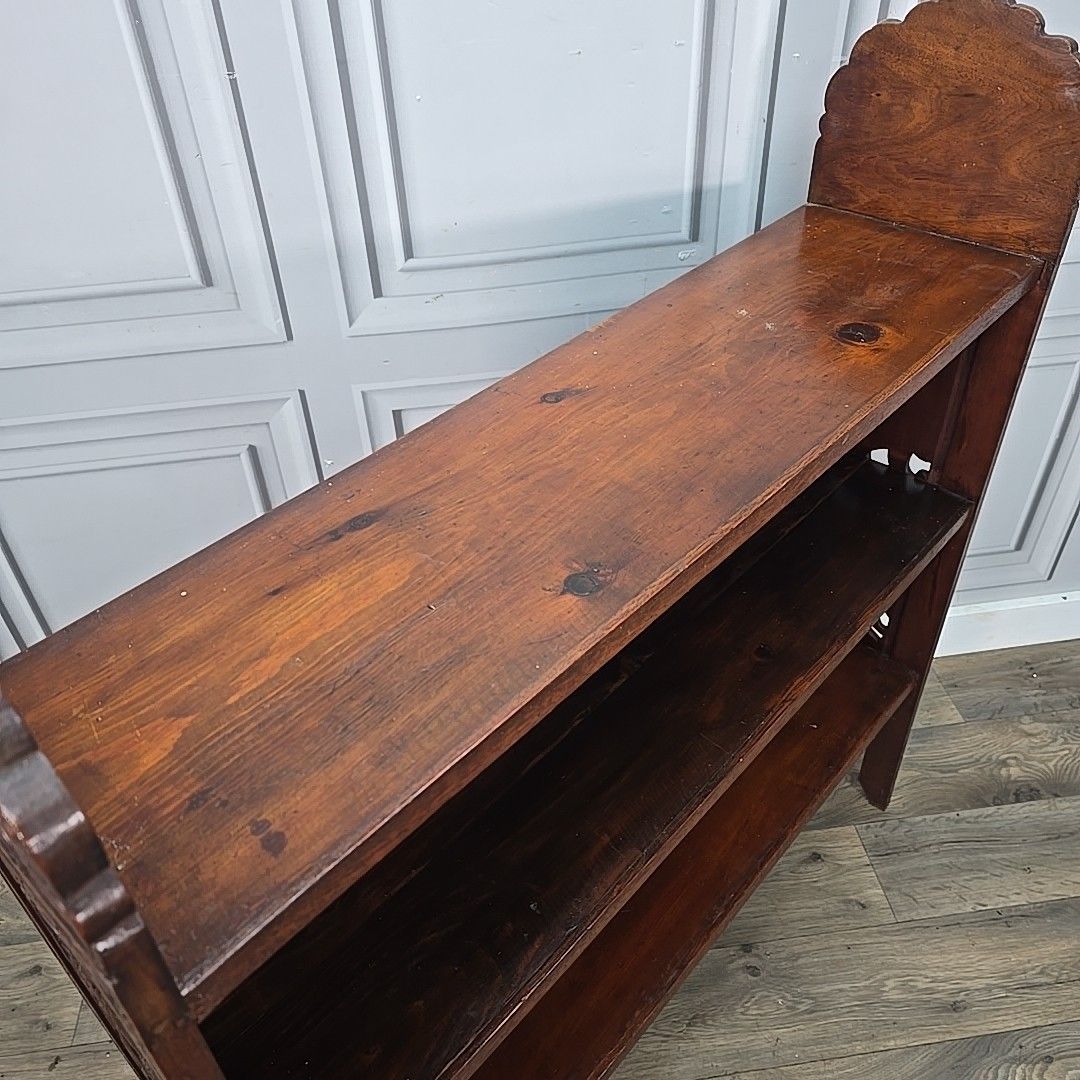 Antique Bookcase Shelves Carved Low Oriental Solid Wooden Display Shelving Unit photo 430.0