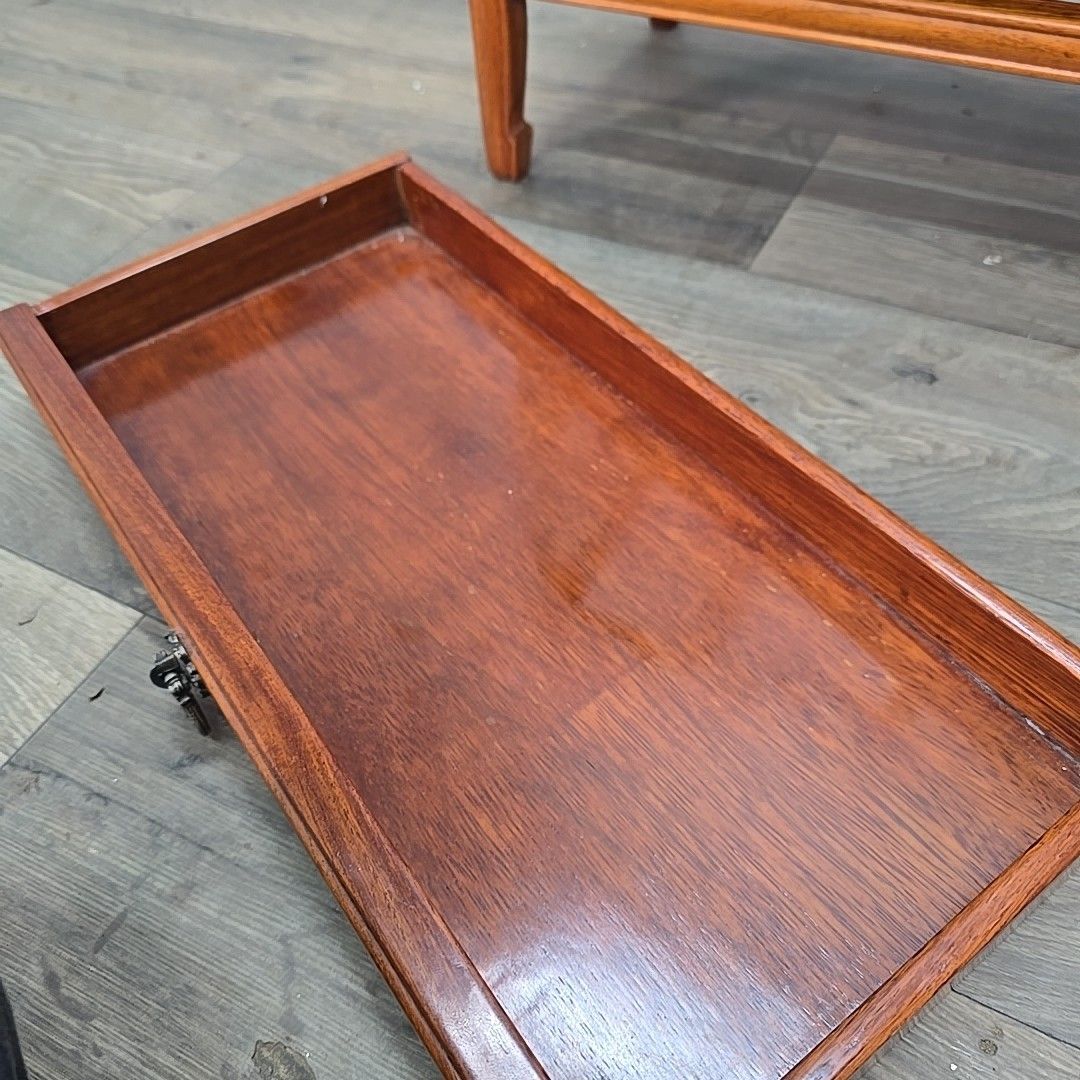 Home Decor Antique Magazine Paper Rack Mahogany Canterbury  Drawer Solid Wood Vintage photo