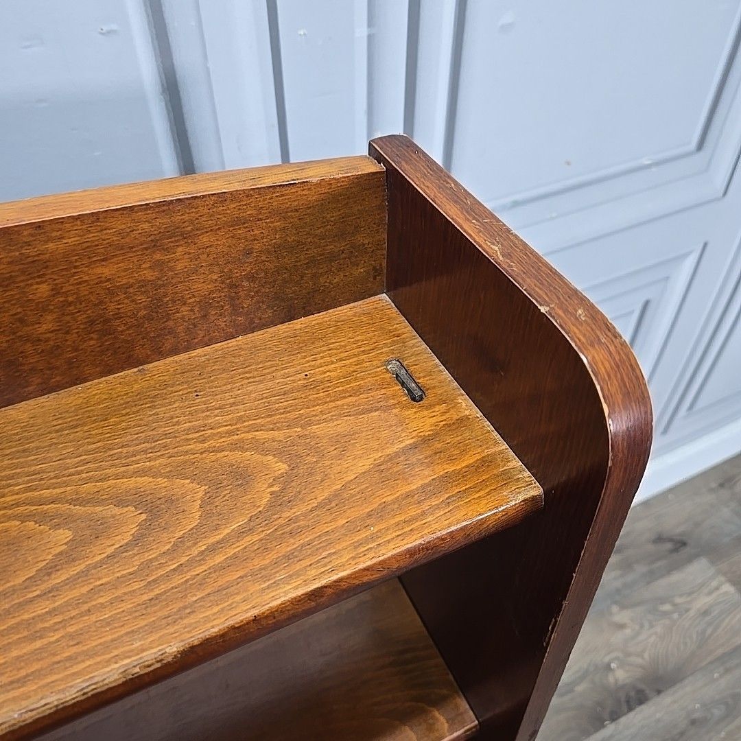 photo buy Vintage Mid Century Bookcase Oak Veneer – Shelves – School / Utility Shelf Retro