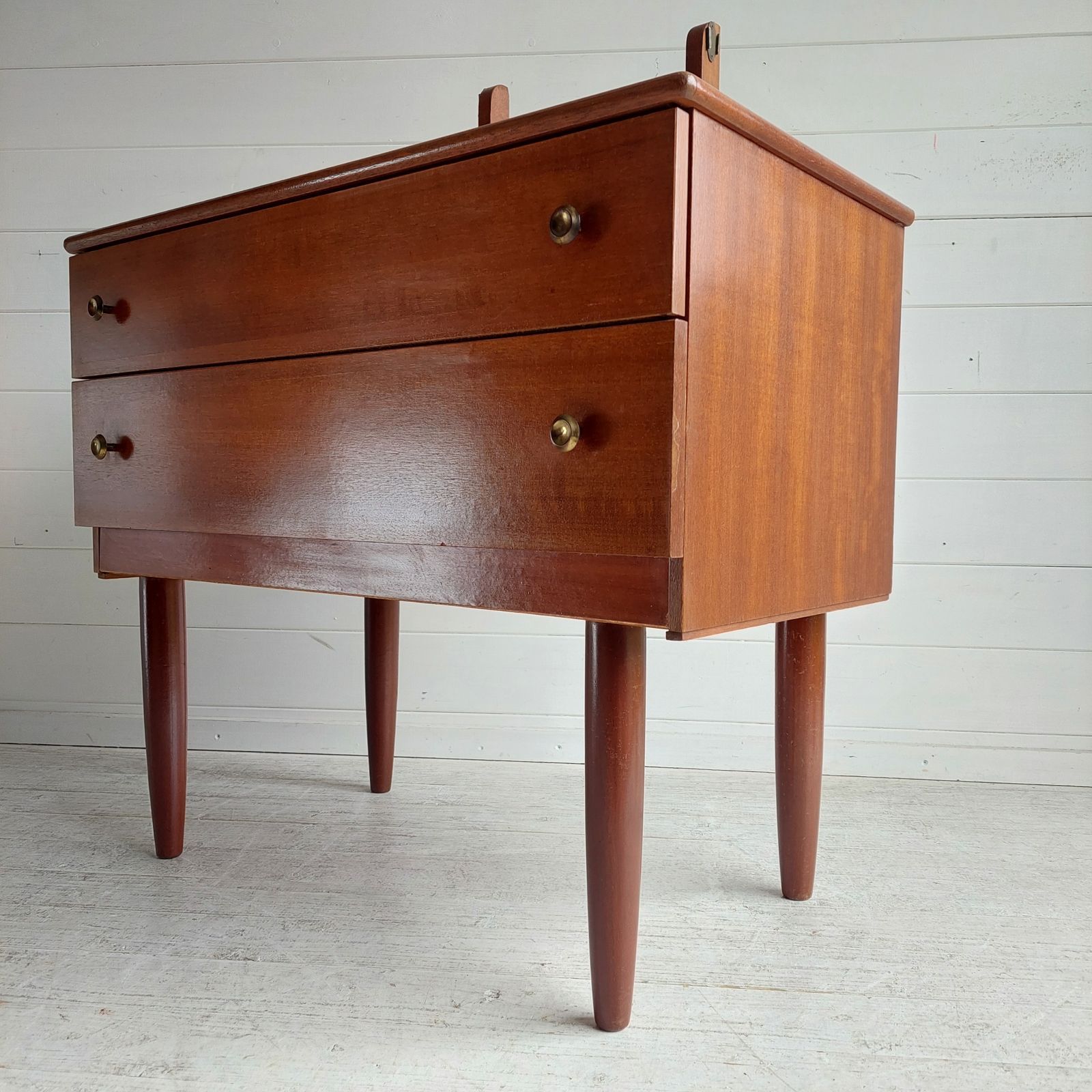 photo buy Mid Century Teak Chest Of Drawers With Mirror Scandinavian Dresser Vanity Unit  Side Table 60s