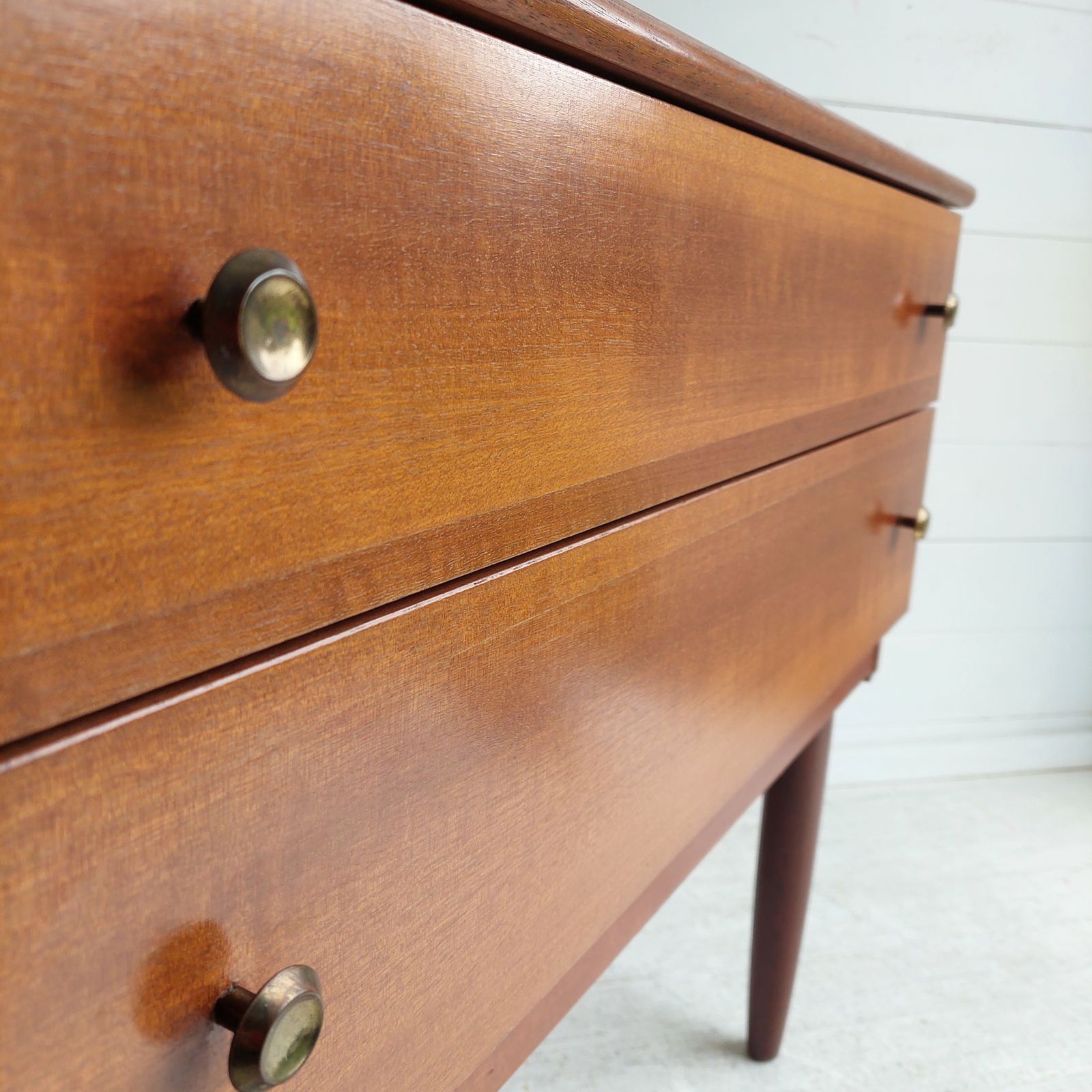 325.0 Mid Century Teak Chest Of Drawers With Mirror Scandinavian Dresser Vanity Unit  Side Table 60s photo