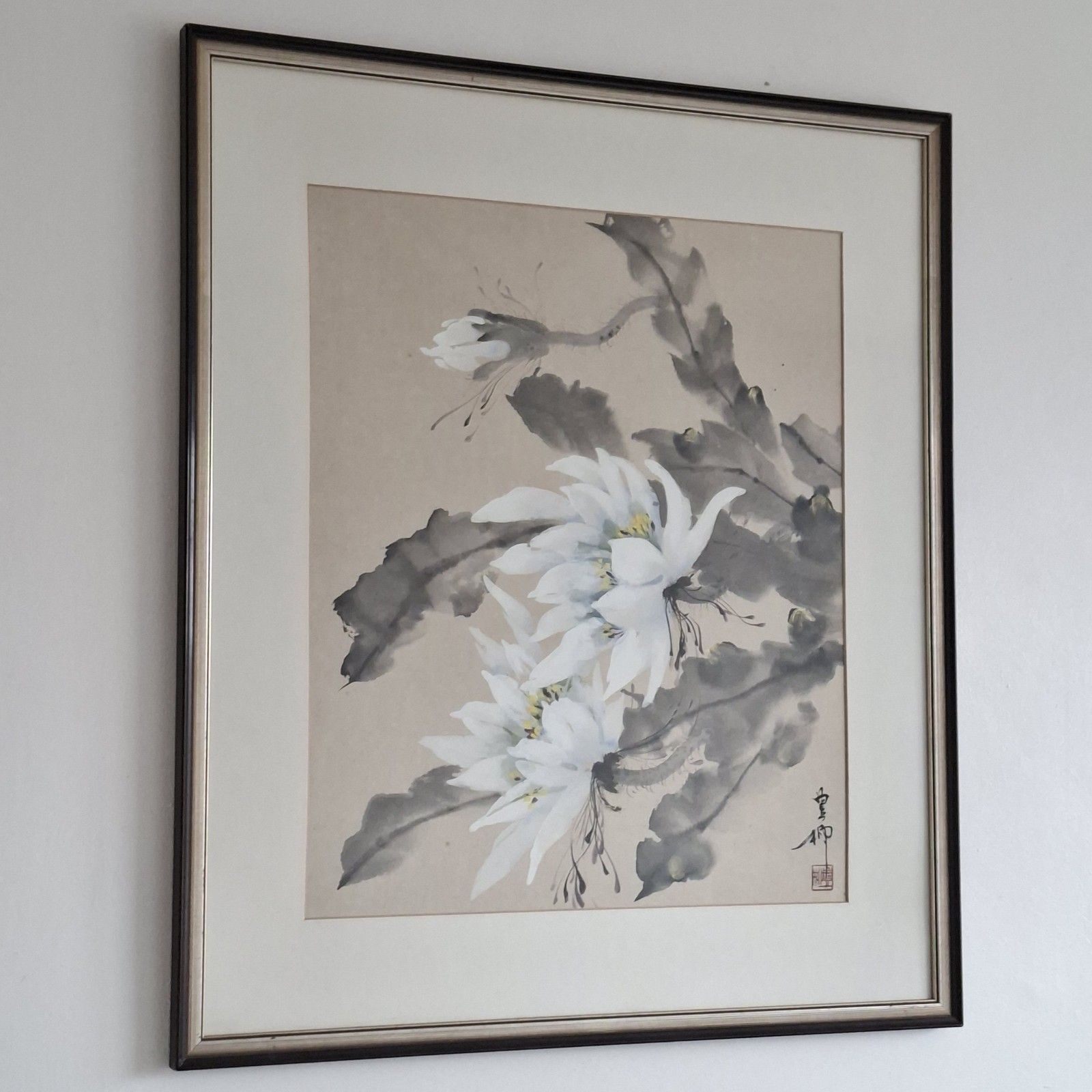 Japanese Original Watercolour Painting Signed Framed Large Oriental Art