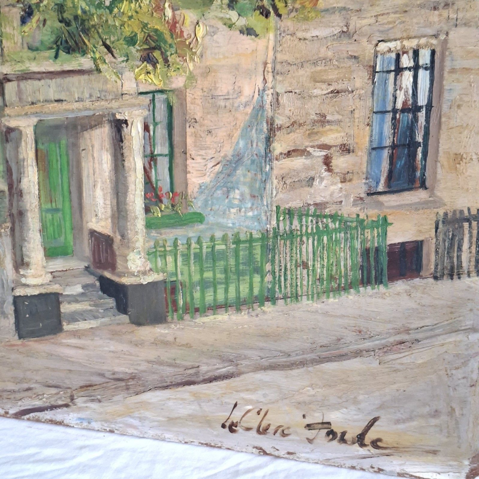 Kathleen Sylvester Le Clerc Fowle Street Scene Oil On Board Vintage British Art photo furniture
