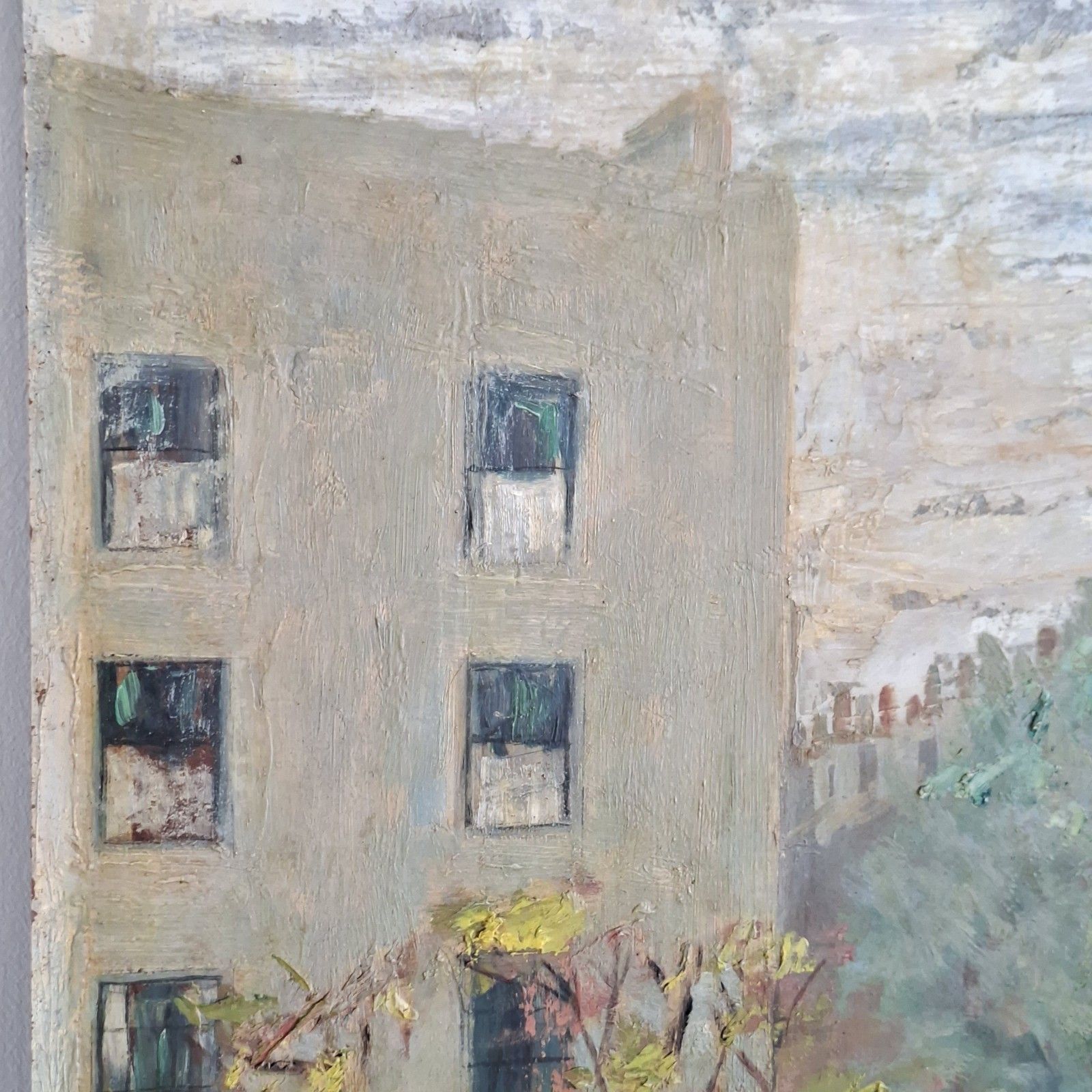 Kathleen Sylvester Le Clerc Fowle Street Scene Oil On Board Vintage British Art photo for sale