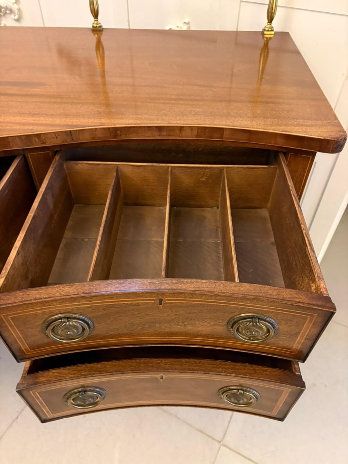 Antique Early 20th Century Figured Mahogany Serpentine Sideboard photo vintage