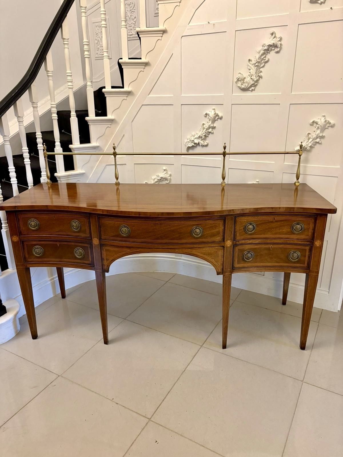 Antique Early 20th Century Figured Mahogany Serpentine Sideboard photo for sale