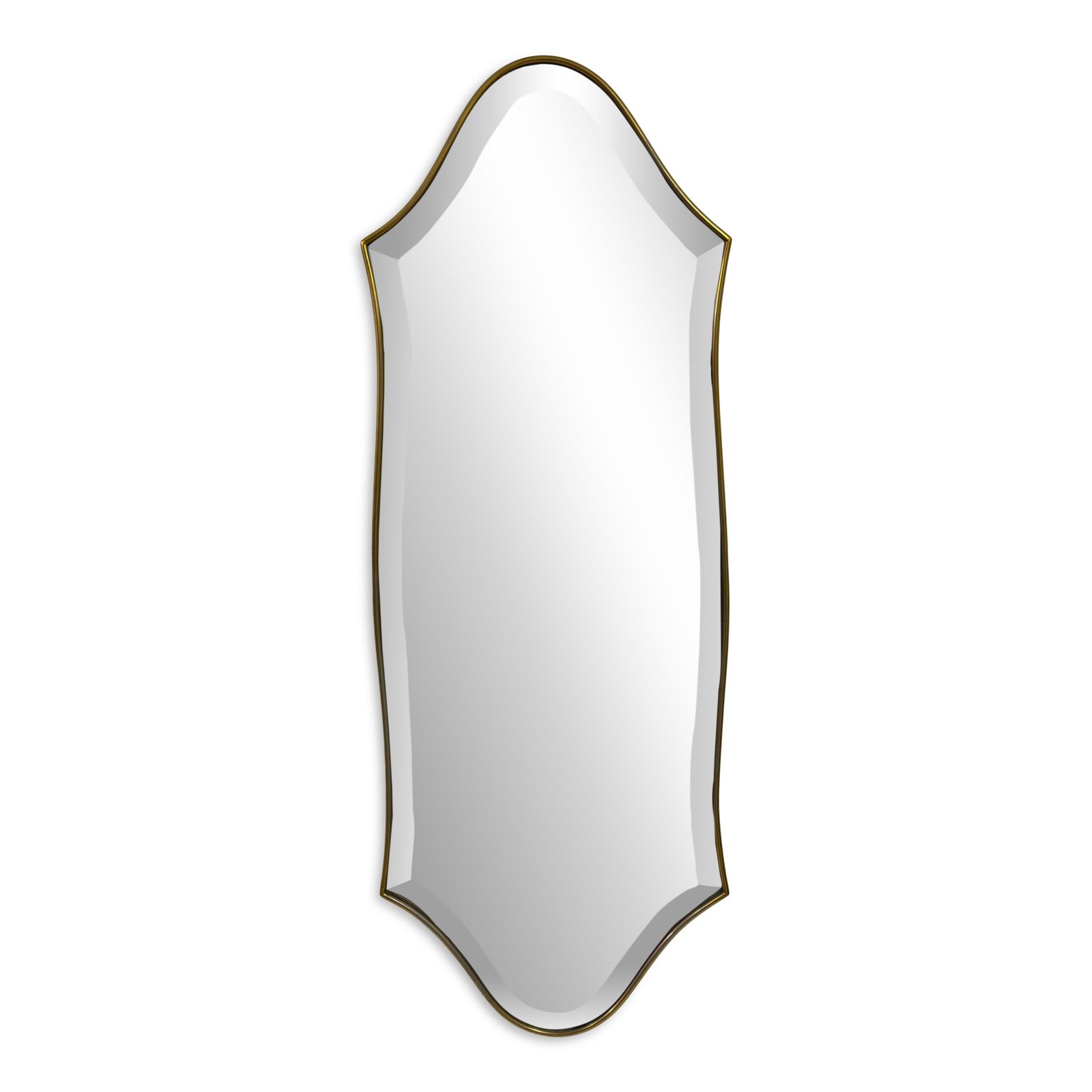 Italian Brass Wall Mirror, Circa 1970s.