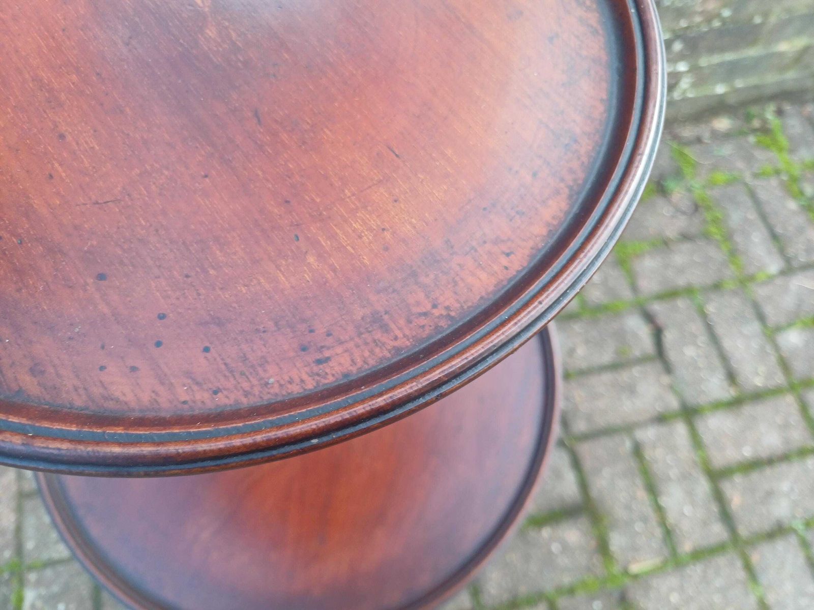 Vintage Mahogany Lazy Susan Wine Table Rotating Two Tier Side Table Solid Wood Tripod Base Fluted Column Occasional Table Free Hand Delivery photo Furniture