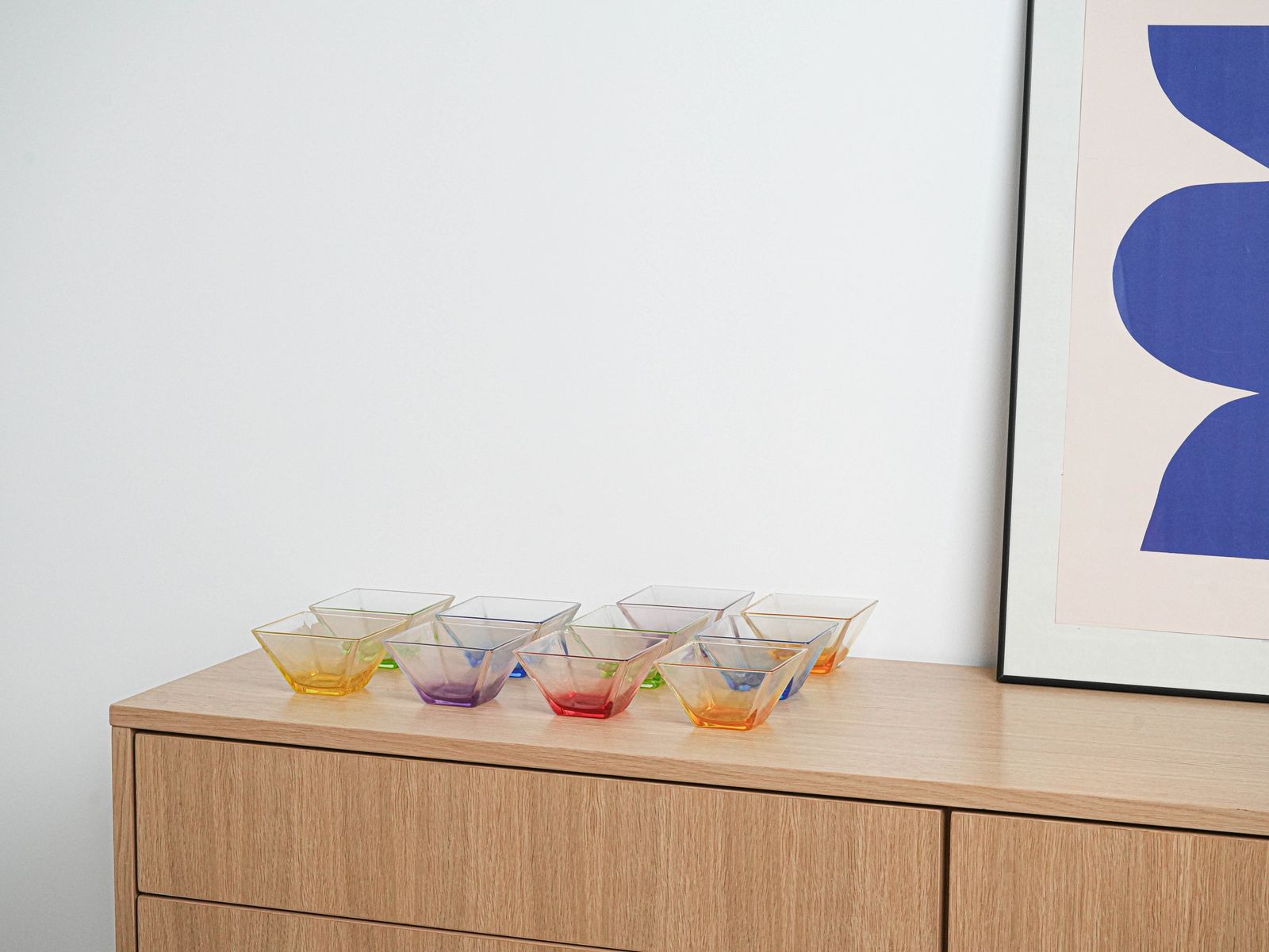Set Of Square Glass Bowls, Italian Design, 1980s, Made In Italy photo furniture