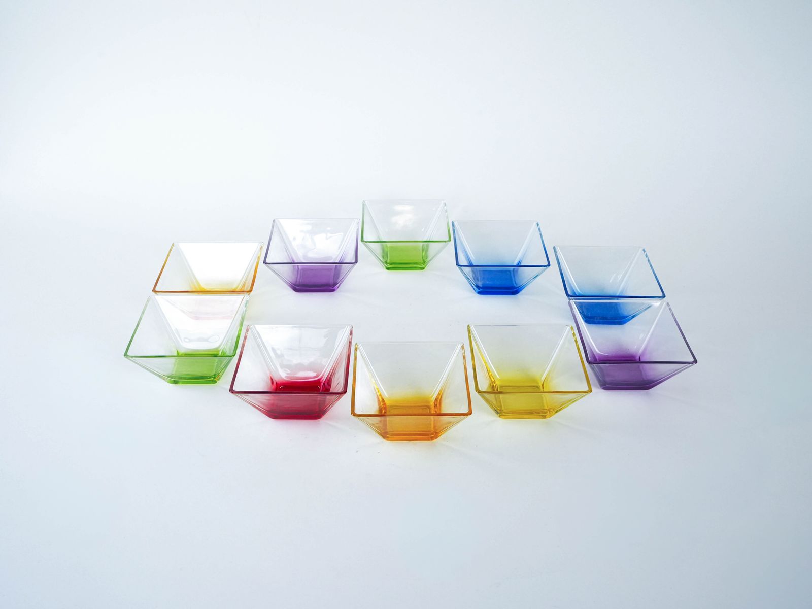 Set Of Square Glass Bowls, Italian Design, 1980s, Made In Italy photo 289.0