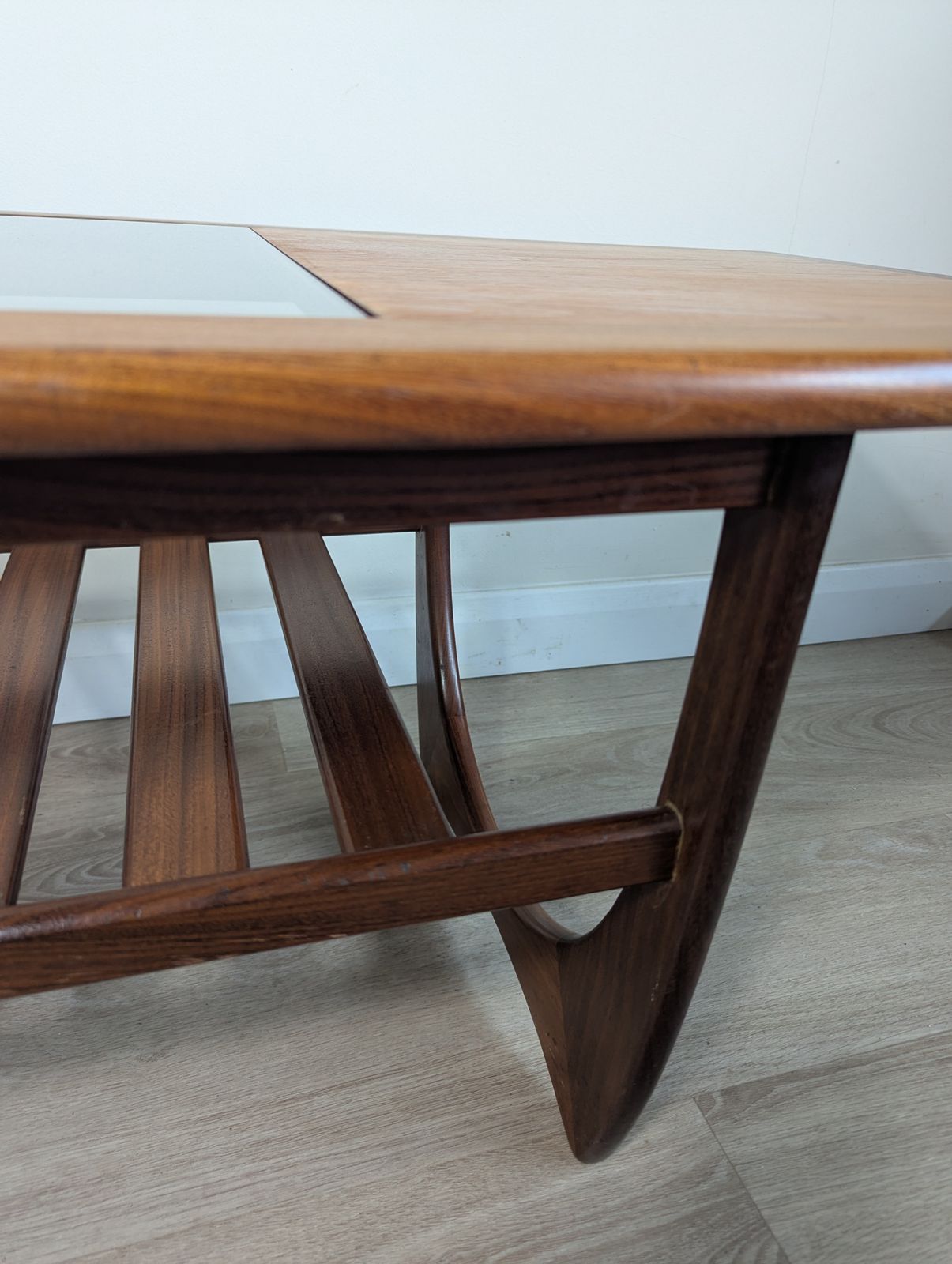 photo buy G Plan “Long John” Teak & Glass Coffee Table With Slatted Undershelf Rare Find | Mid Century Modern (C.1960s–70s)