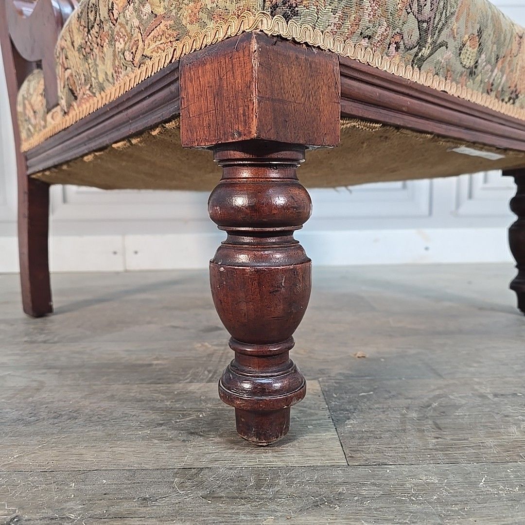 Antique Upholstered Nursing Chair Low Hall Solid Carved Wooden Tapestry Seat photo Furniture